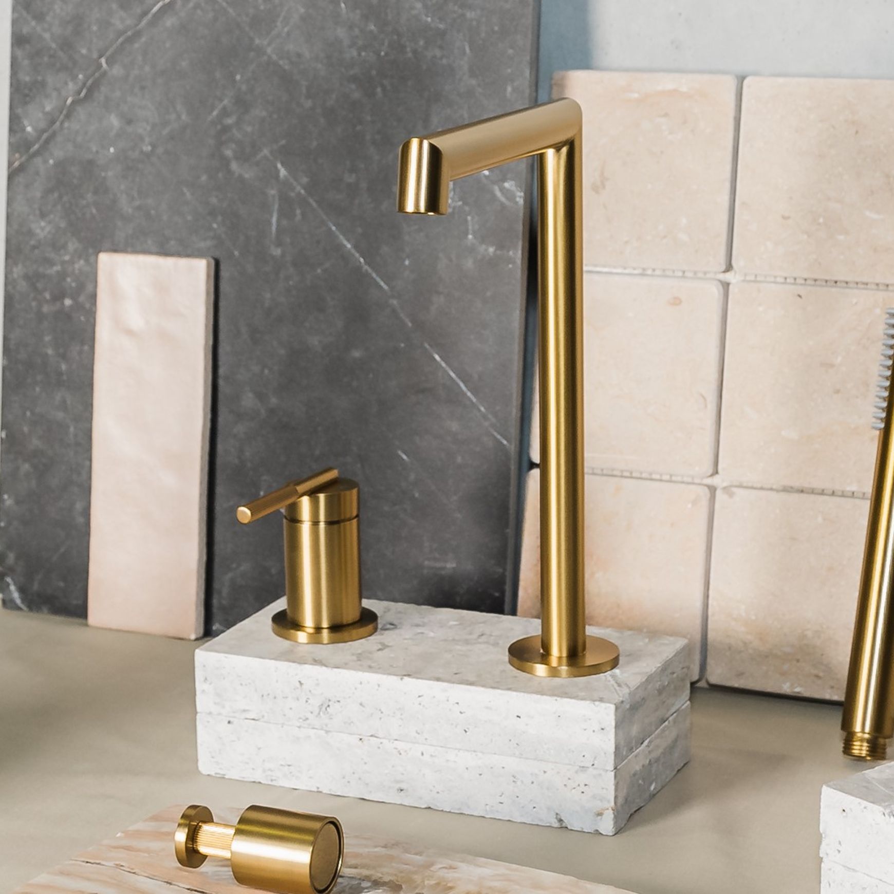 Caddence Split Type Basin Mixer Brushed Brass