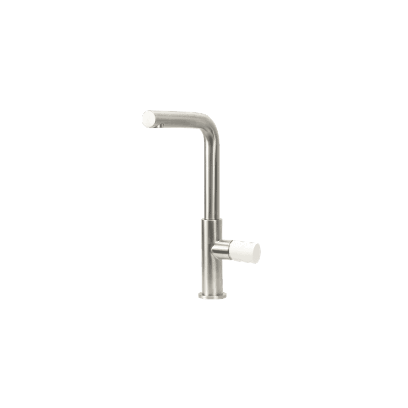 Urban Minimalist Mixer Brushed Stainless White Handle
