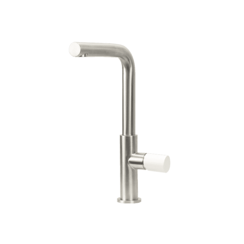 Urban Minimalist Mixer Brushed Stainless White Handle