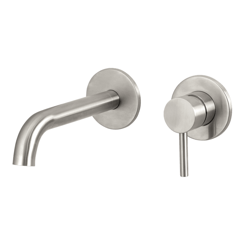 Urban Wall Mounted Basin Mixer Brushed Stainless