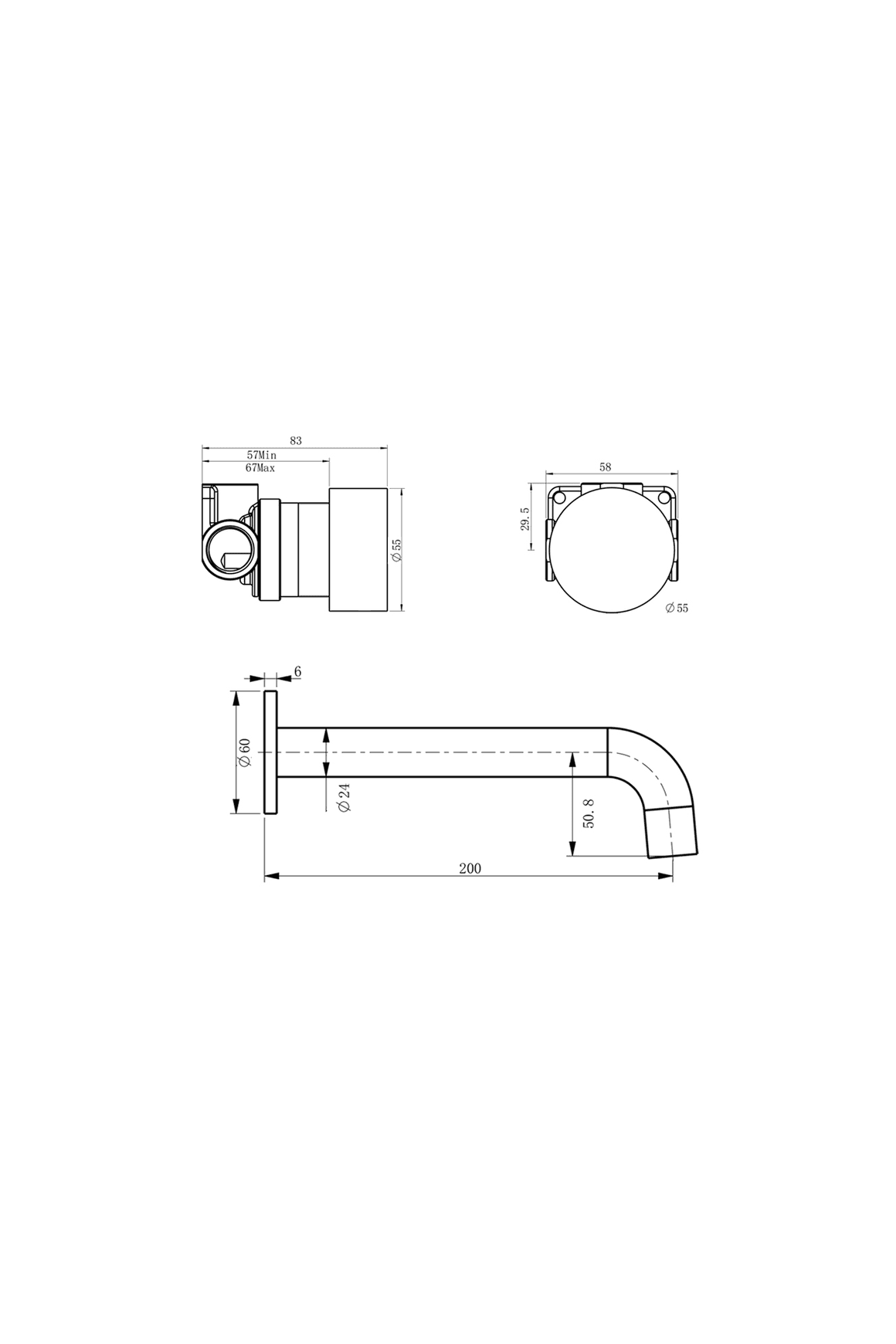 Lente 2 Tap Hole Progressive Wall Mounted Mixer
