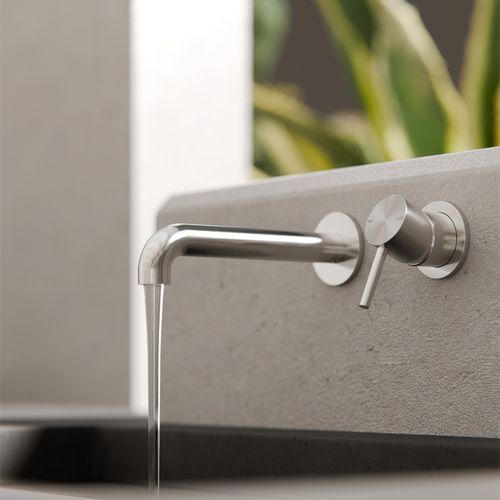 Zen SS316L Wall Basin/Bath Mixer Separate Back Plate 185mm Spout | Brushed Nickel