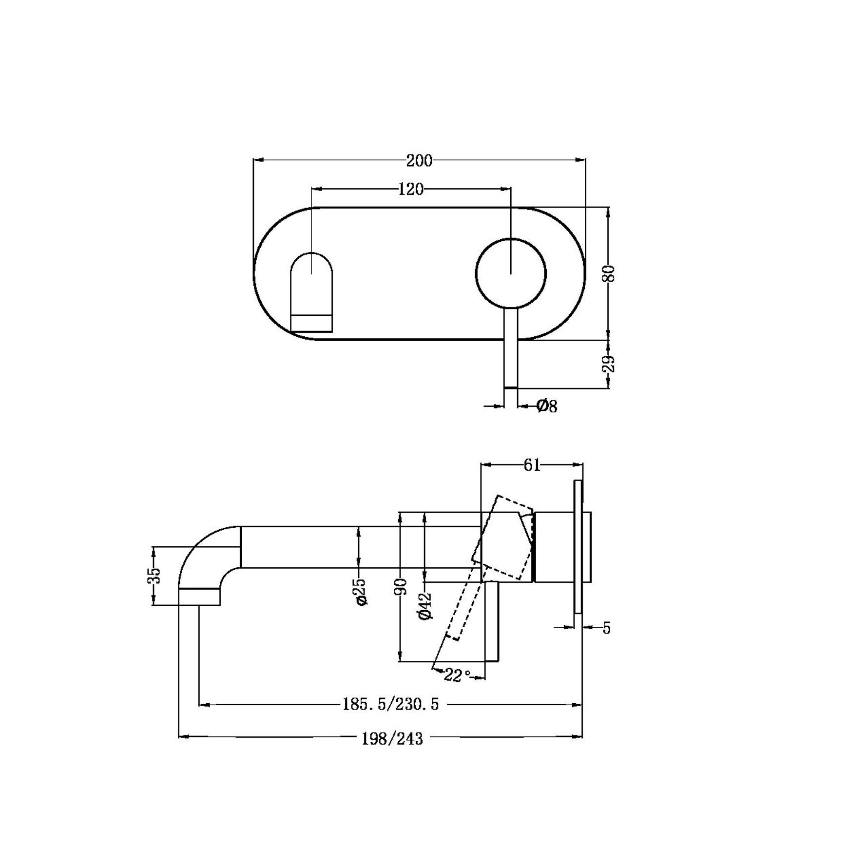 Zen SS316L Mixer 230mm Spout Trim Kits | Brushed Gold