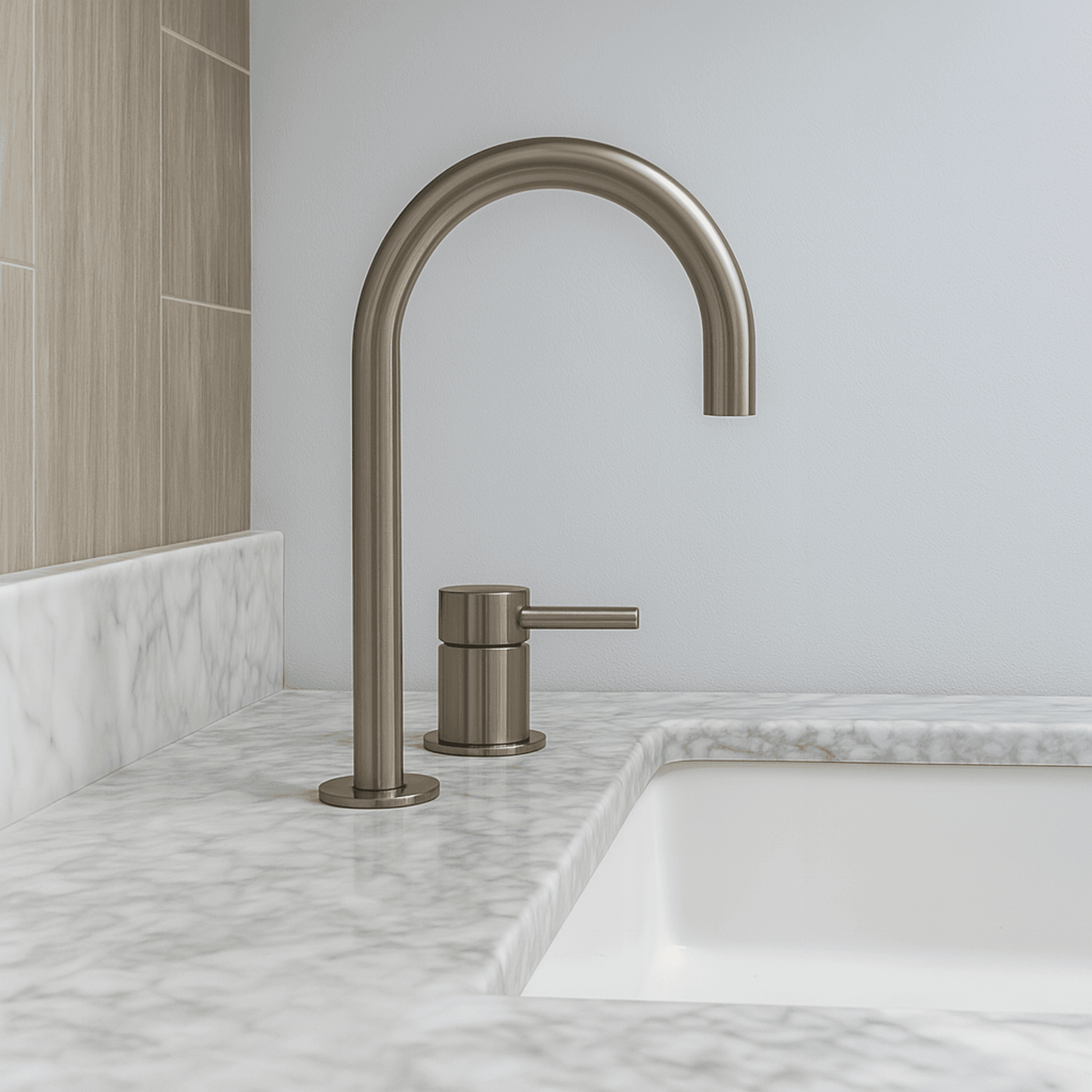 Pan 2 Tap Hole Basin Mixer High Spout