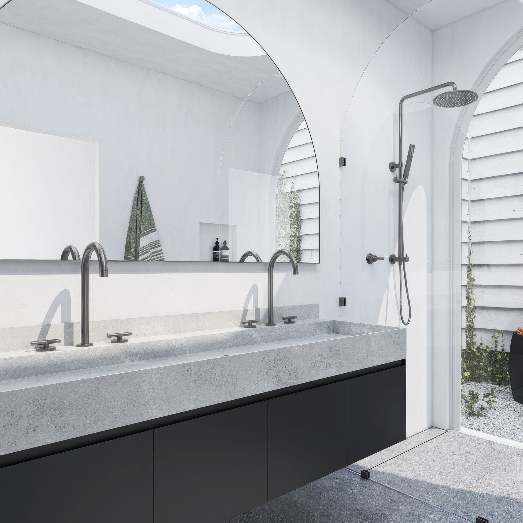 Gooseneck Bench Mounted Swivel Spout - Brushed Gunmetal
