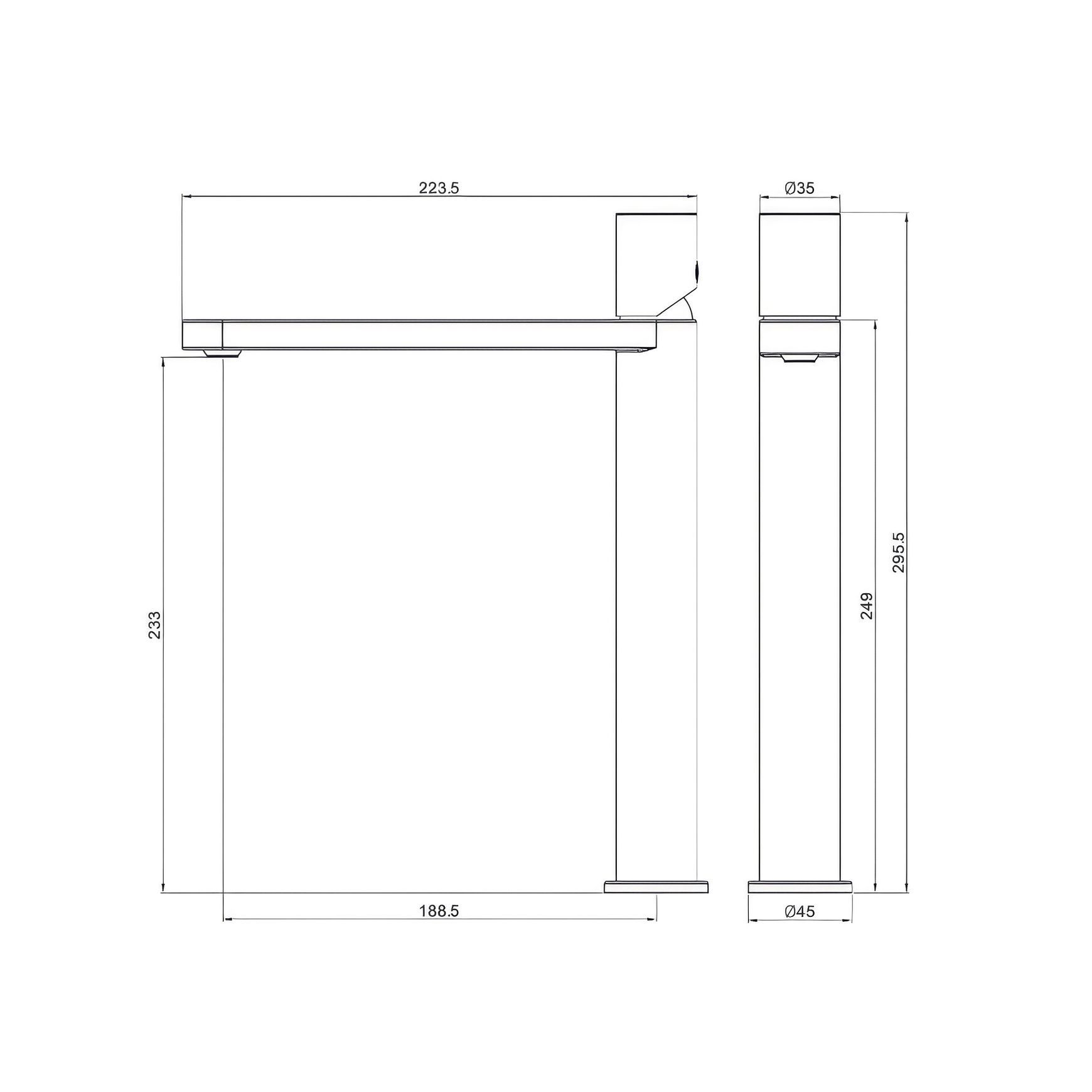 Pure SS316L Tall Basin Mixer Brushed Nickel