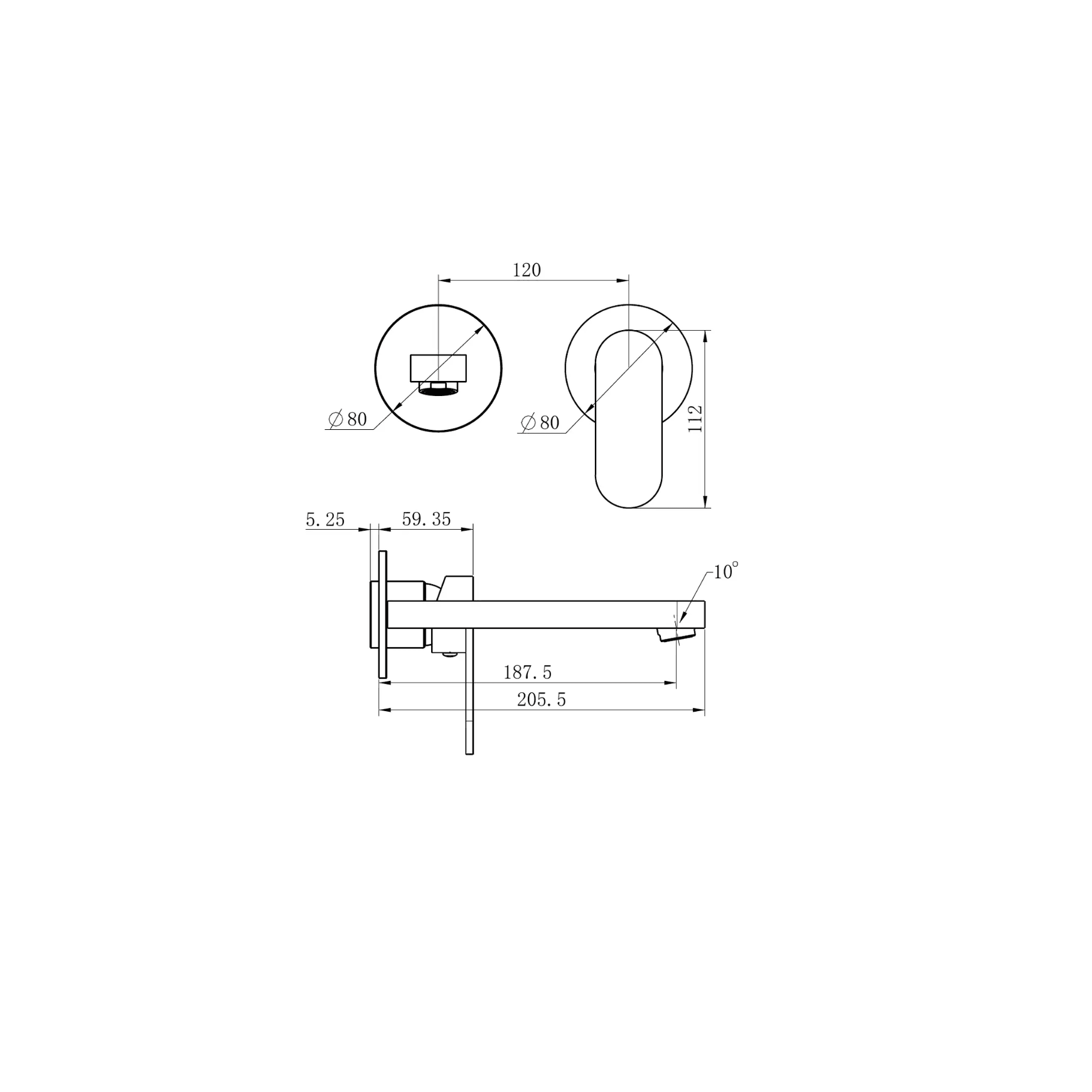 Ecco Wall Basin/Bath Mixer Brushed Gold