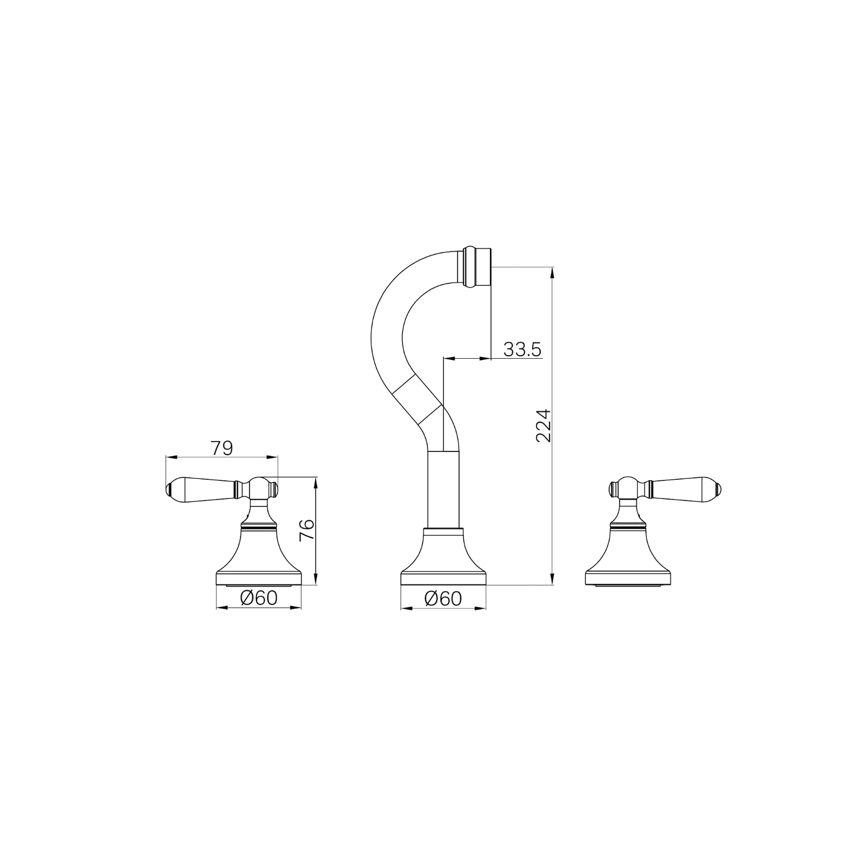 York Basin Set With Metal Lever Matte Black