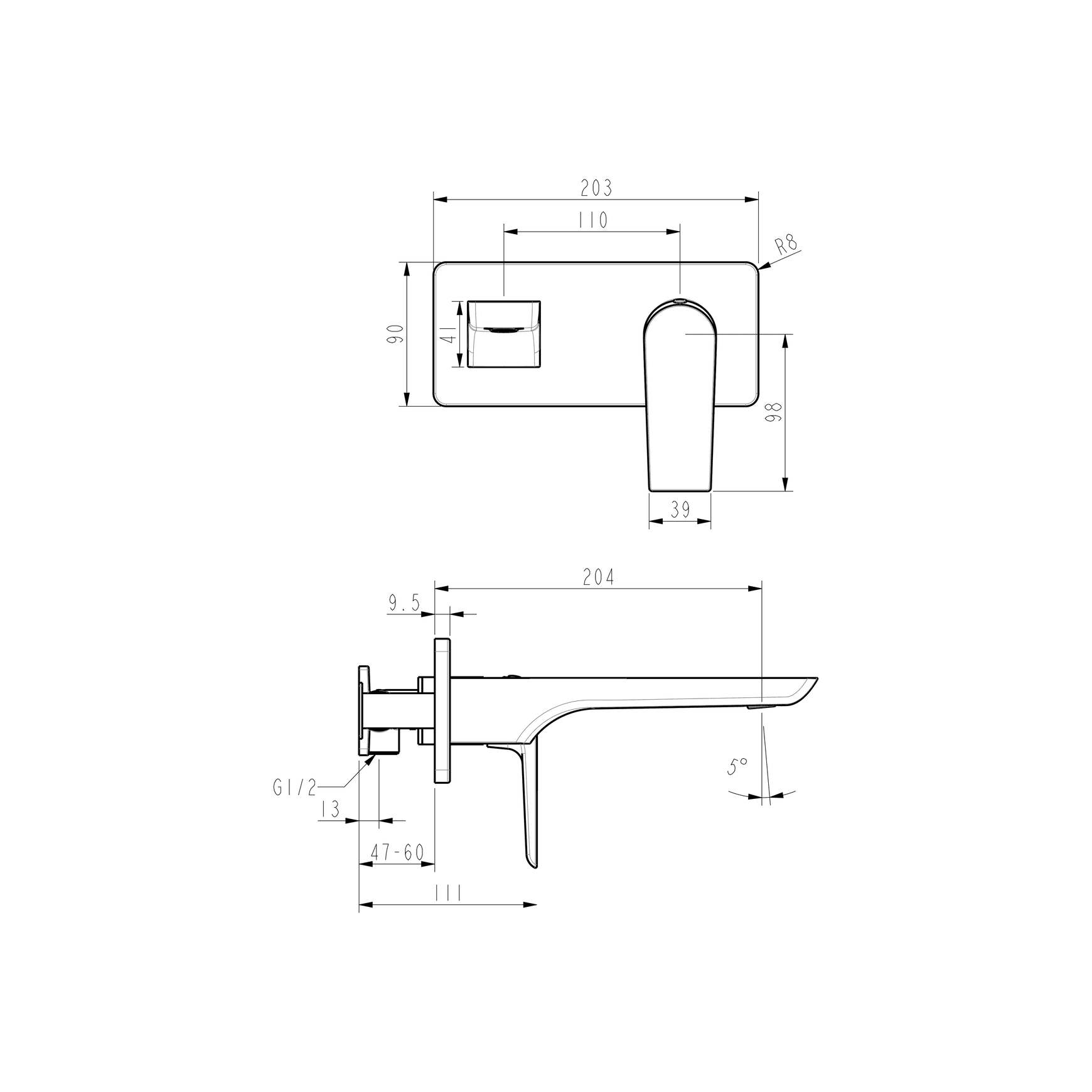 Olympia Wall Mounted Basin Mixer