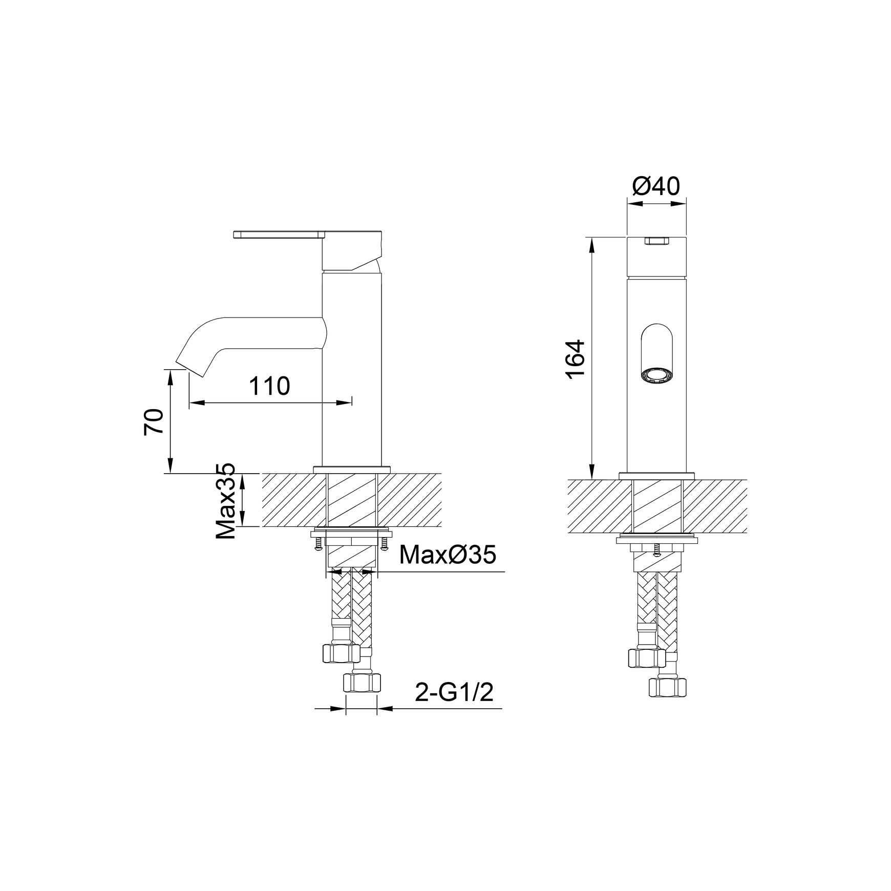 Storm Basin Mixer dimensions