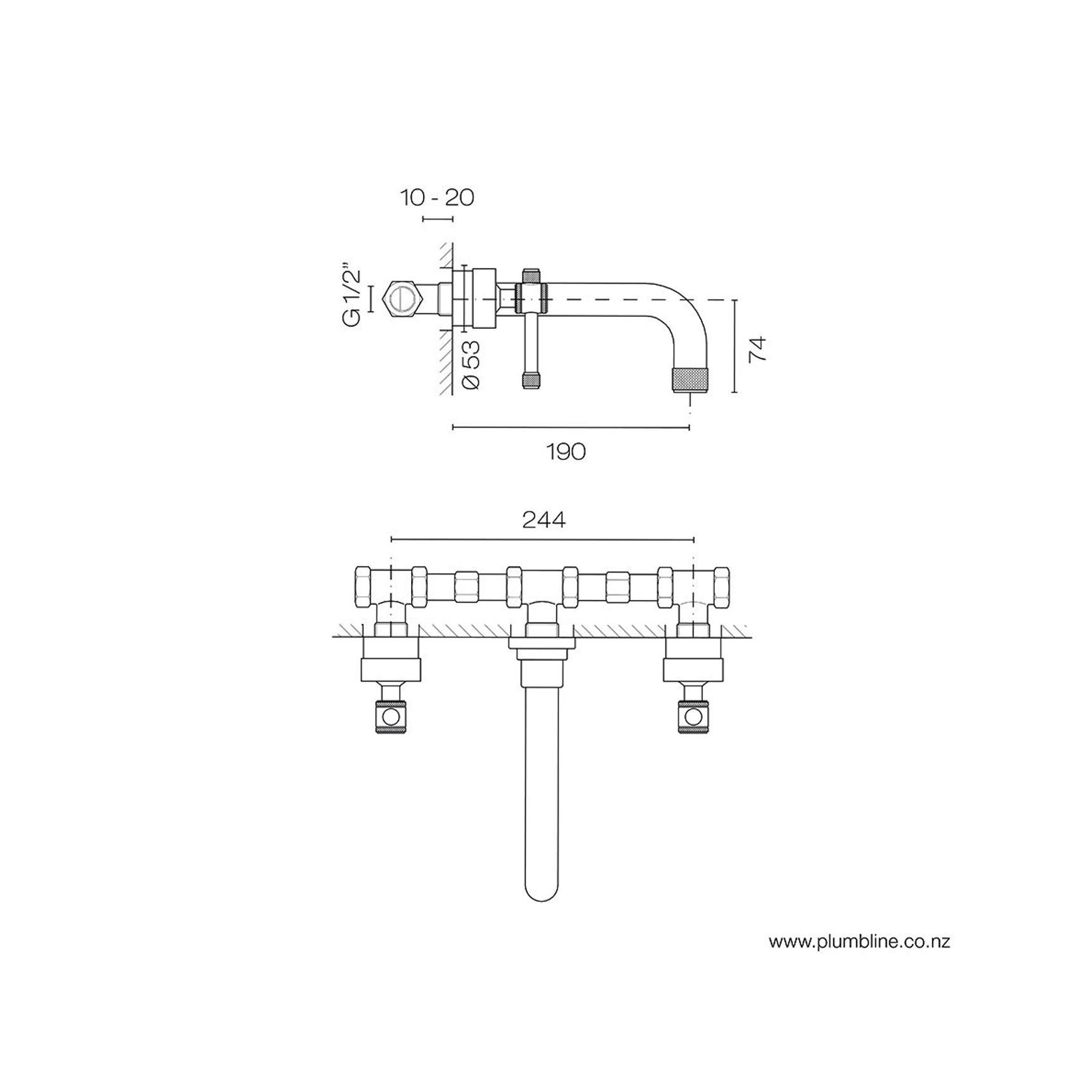 Arena 3 Hole Wall Mount Basin Mixer