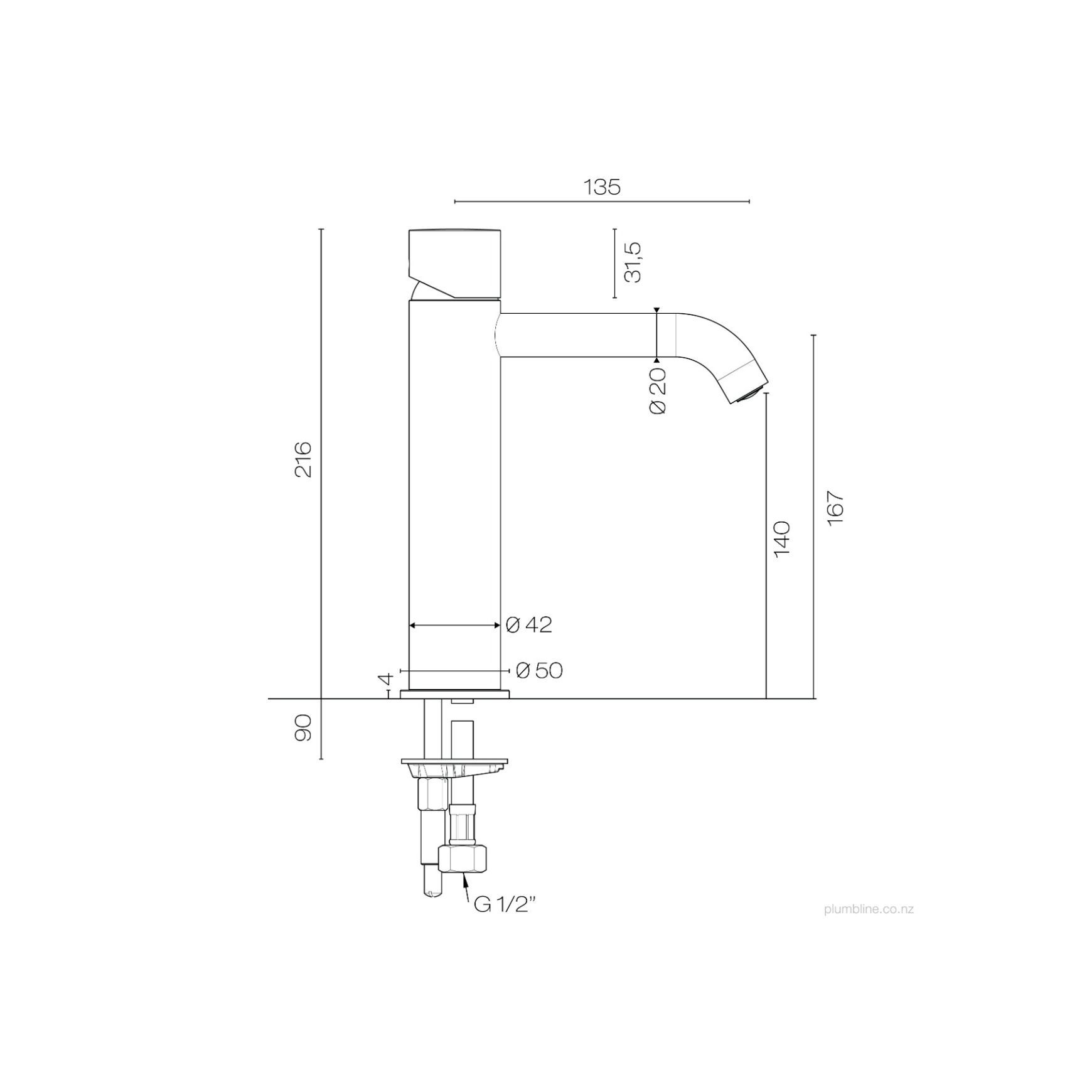 Buddy Zero Mid Height Basin Mixer