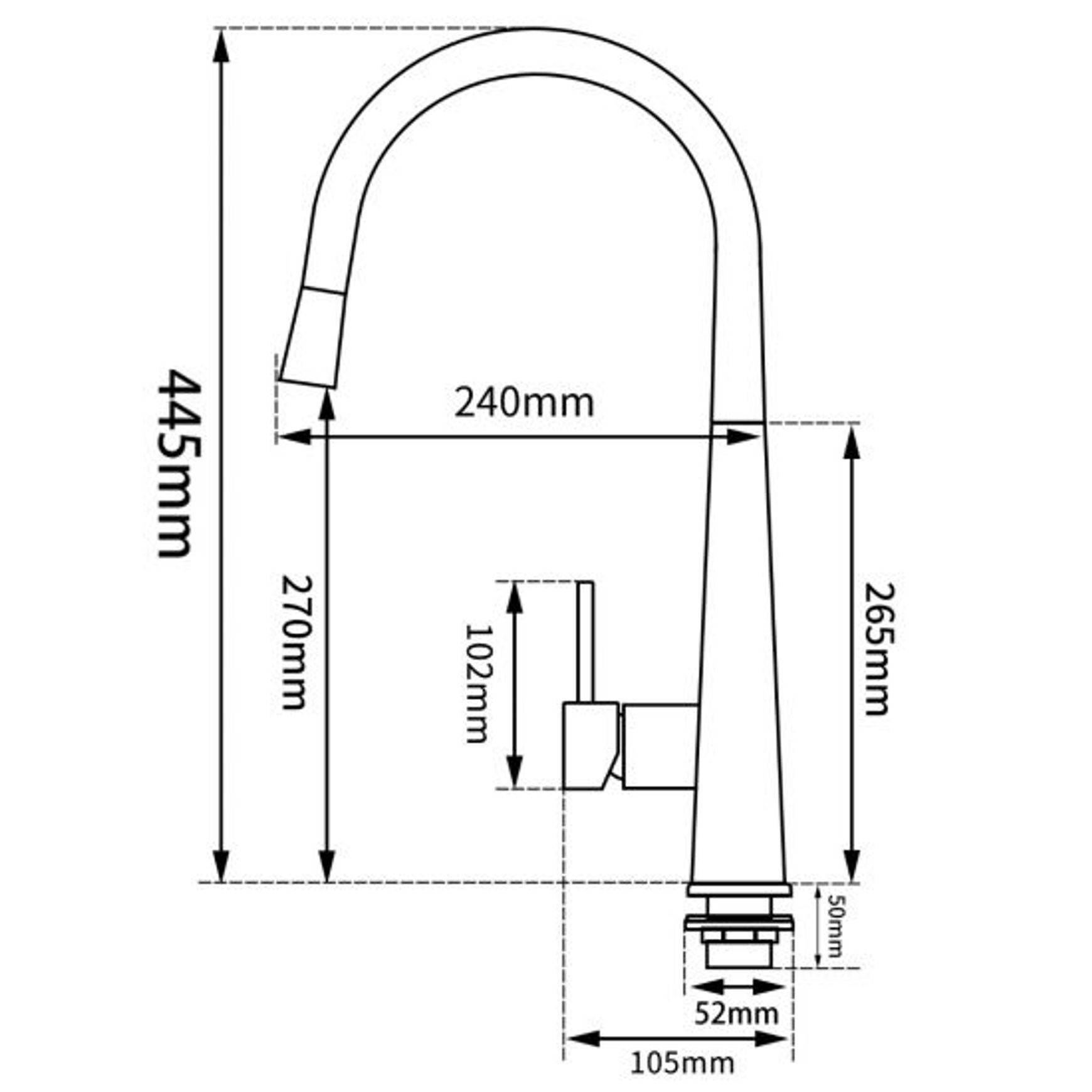 Pull Out Kitchen Mixer Gunmetal dimensions