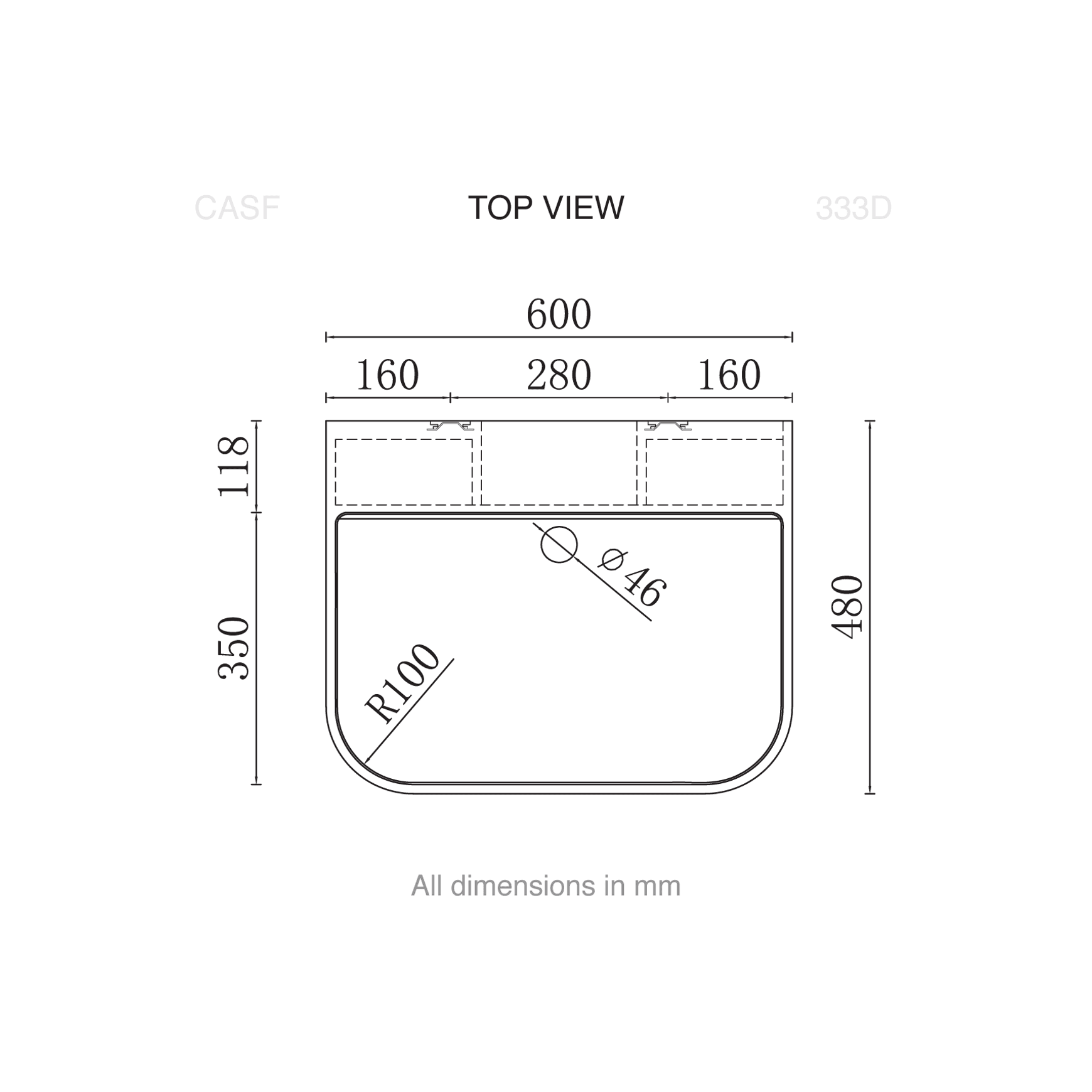 333D Basin dimensions