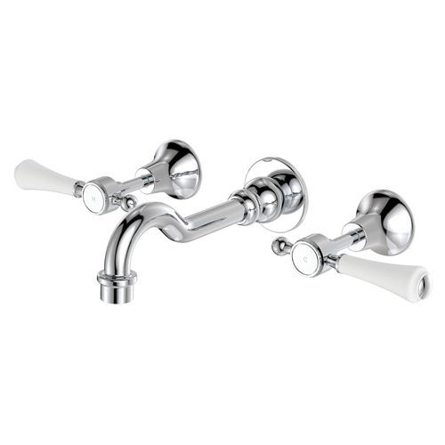 Lillian Lever Basin/Bath Wall Set with Ceramic Handle