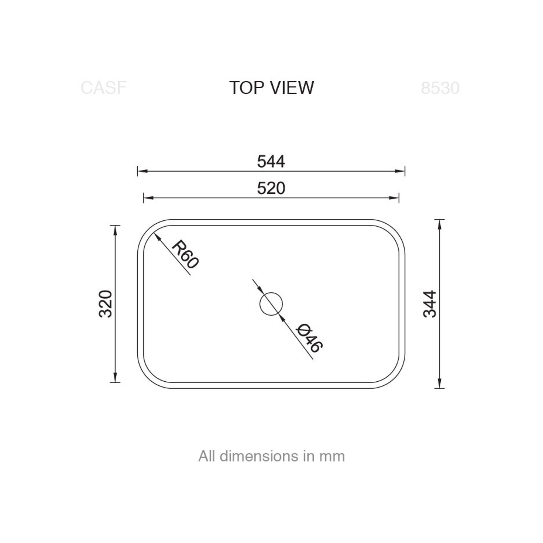 8530 Basin dimensions