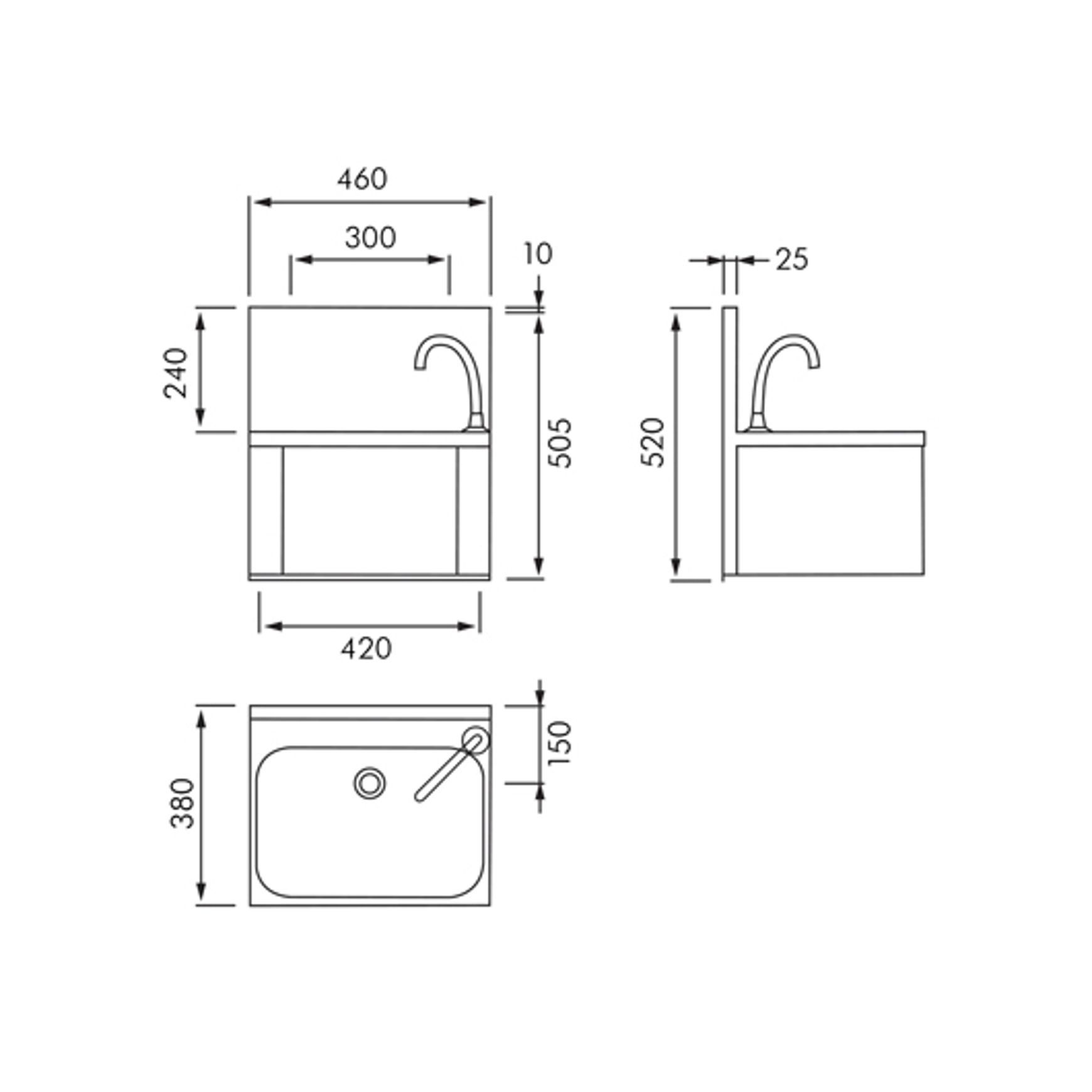 KWC Franke Stainless Steel Knee Operated Wash Basin