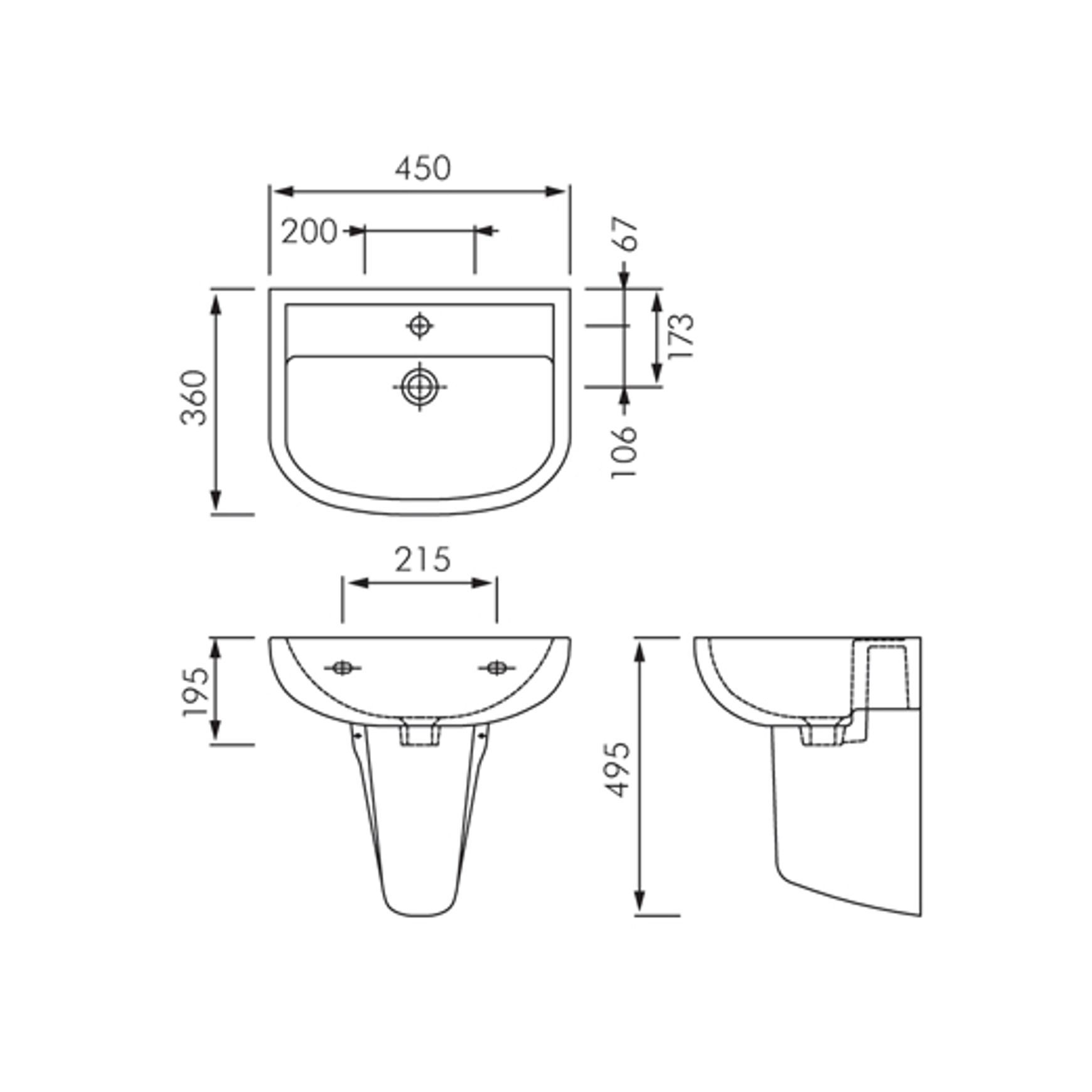 RAK Compact 450 Wall Hung Basin and Shroud