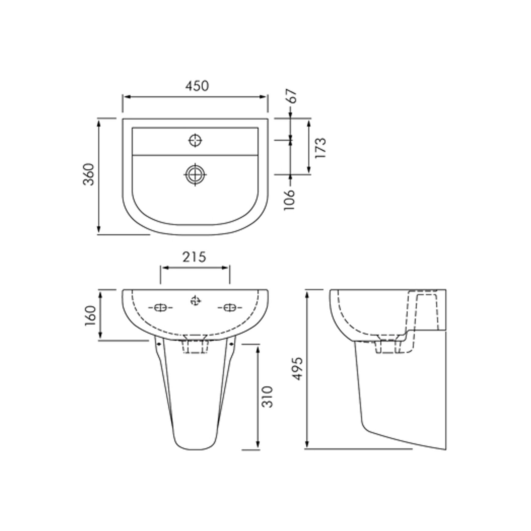 RAK Compact 450 Wall Hung Basin and Shroud