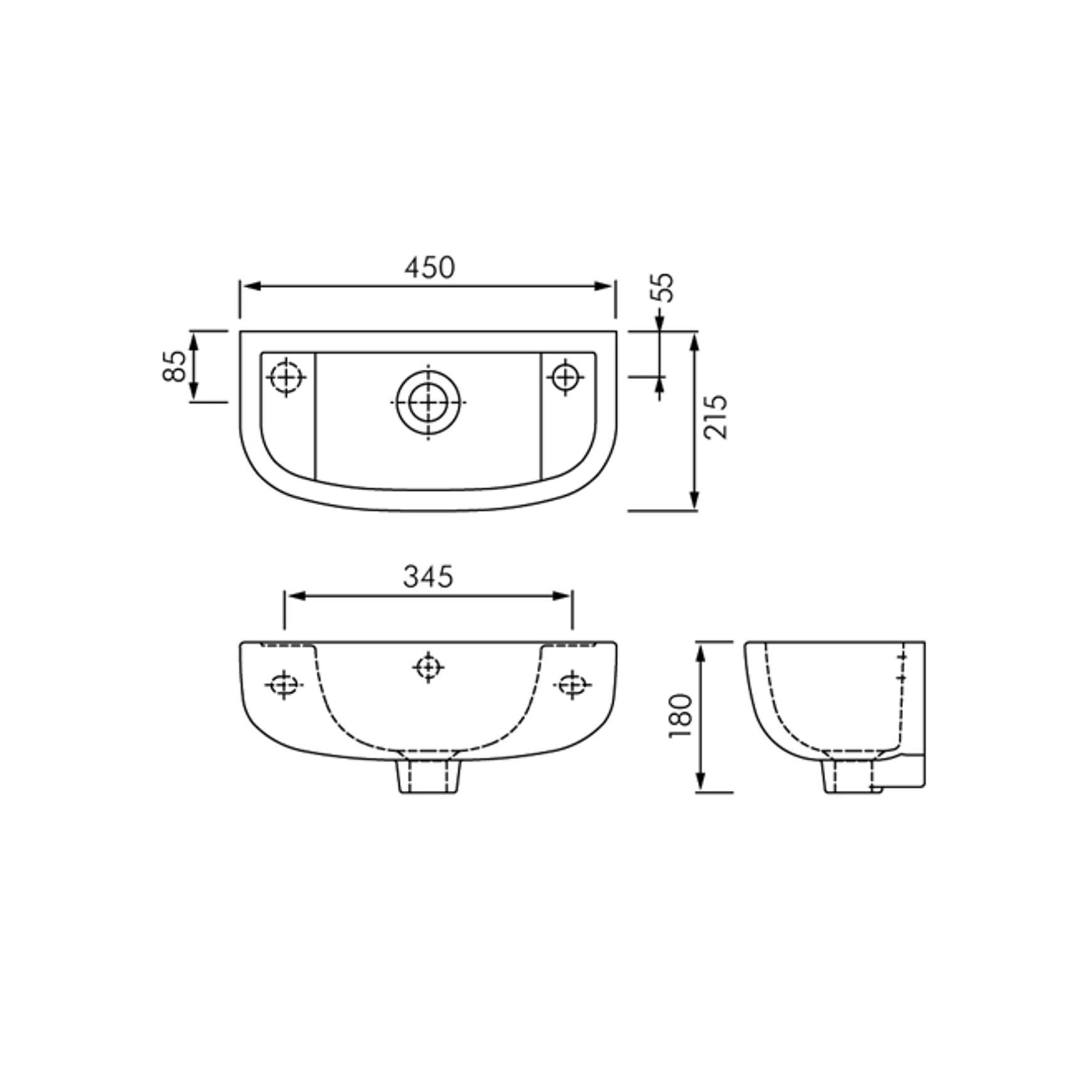 RAK Compact Slim Wall Hung Basin