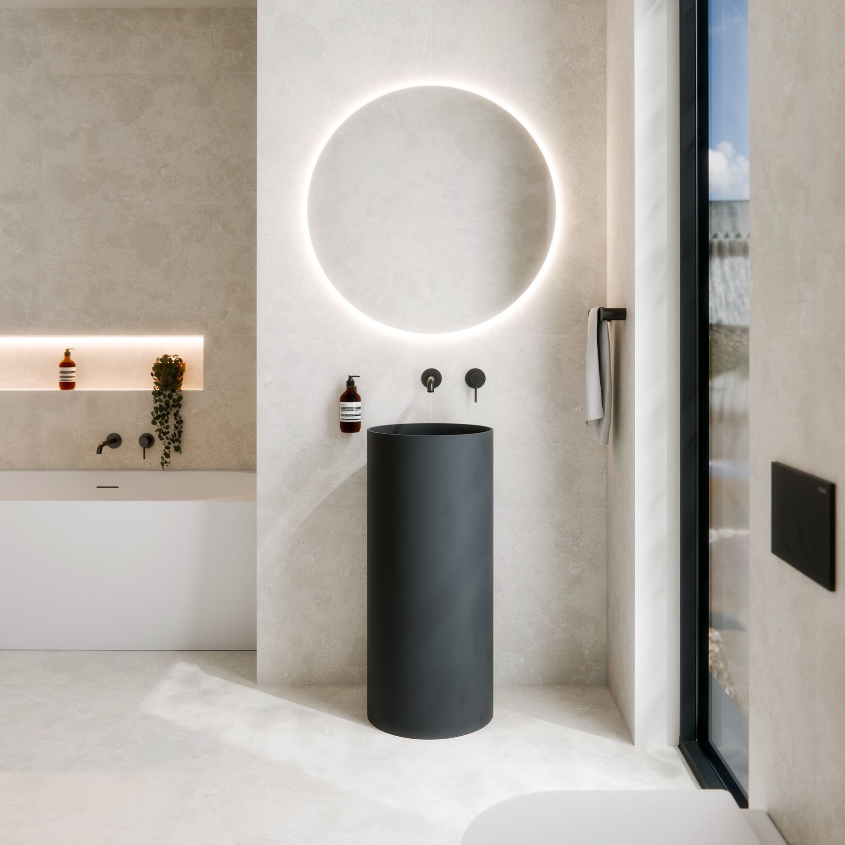 Code Halo Villastone Freestanding Round Basin