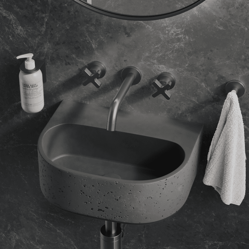 Nelios Concrete Wall-Hung Basin | Grey