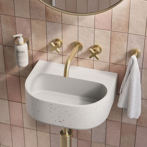 Nelios Concrete Wall Hung Basin | Matte White