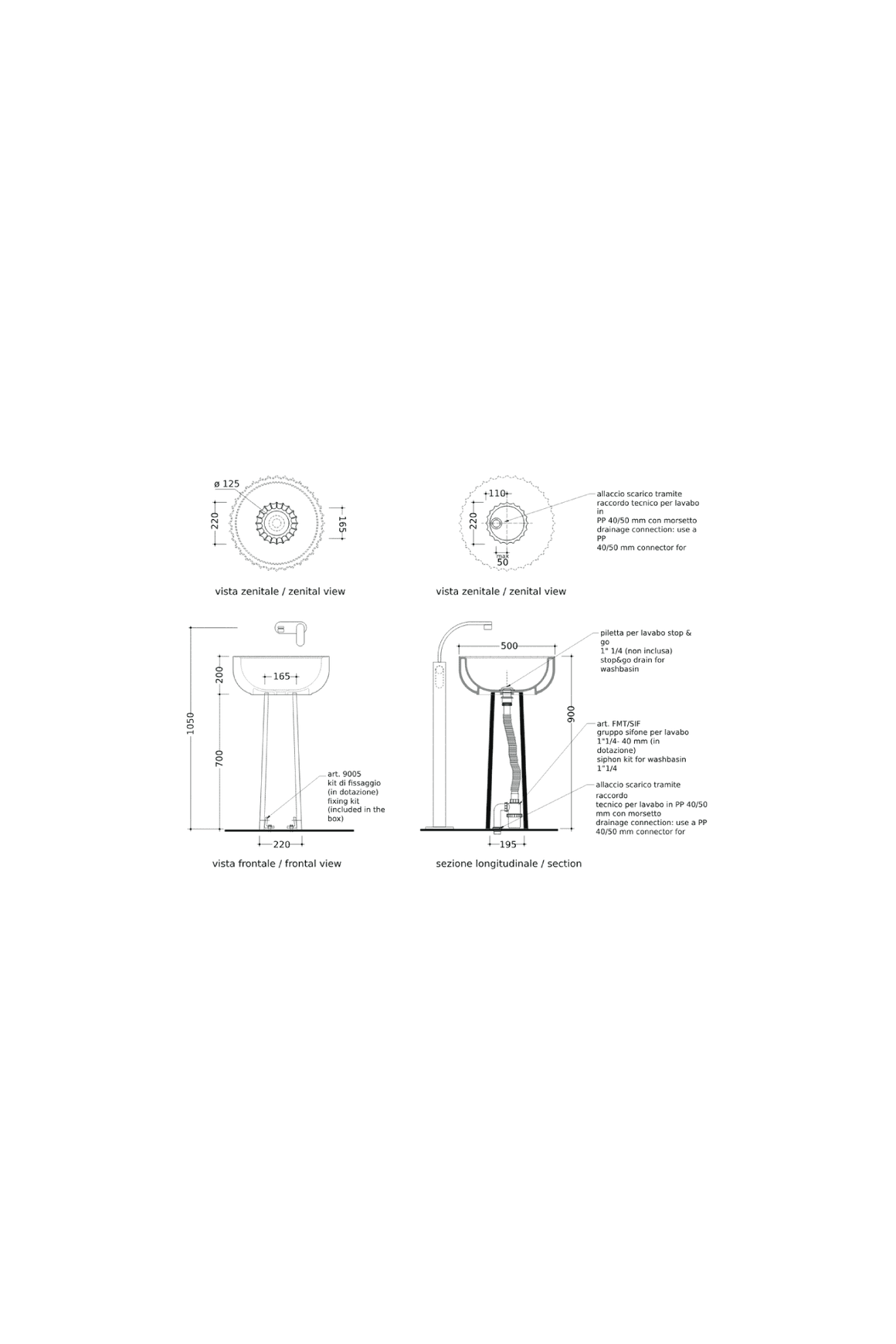Settecento Pedestal For 44/50 Vessel Basin