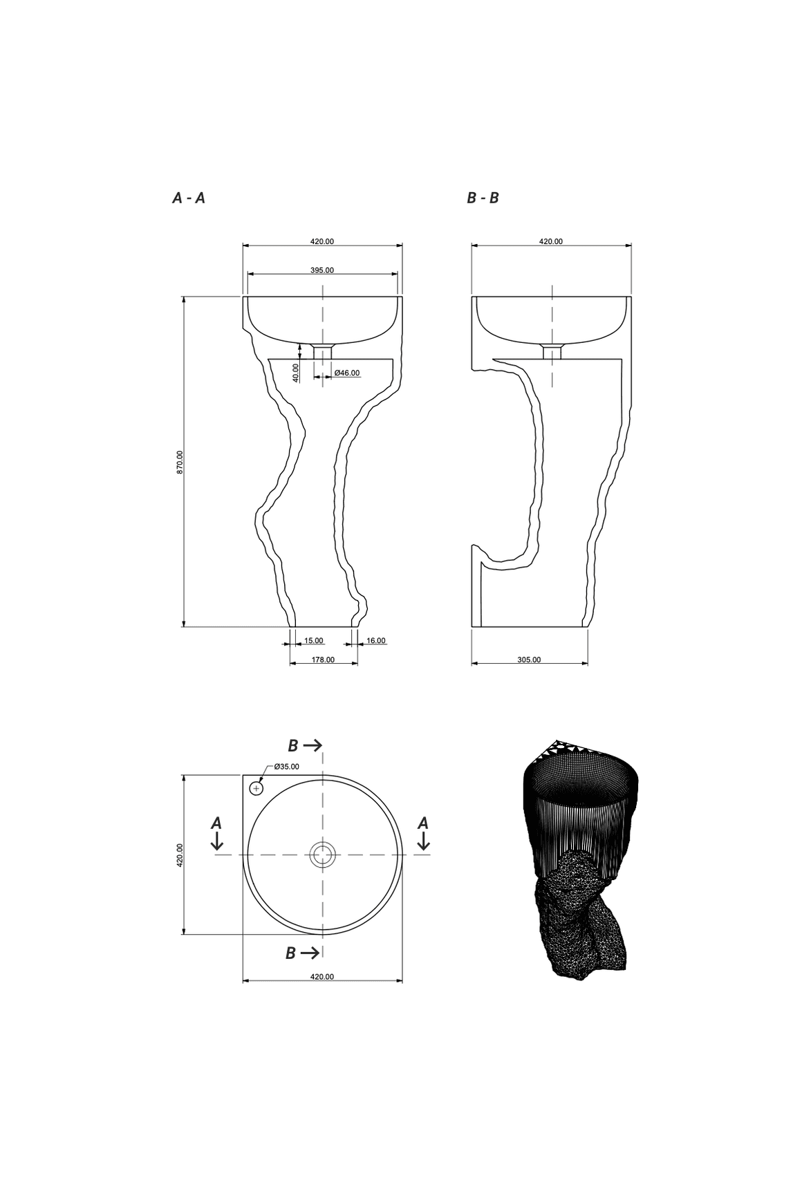 Aqvato Aluna Bathroom Pedestal Basin
