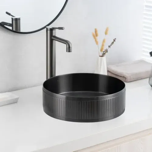 Textured Stainless Steel Round Basin – Bathroom Sink