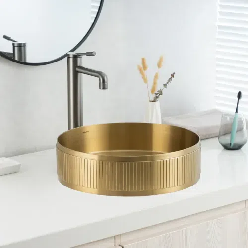 Textured Stainless Steel Round Basin – Bathroom Sink