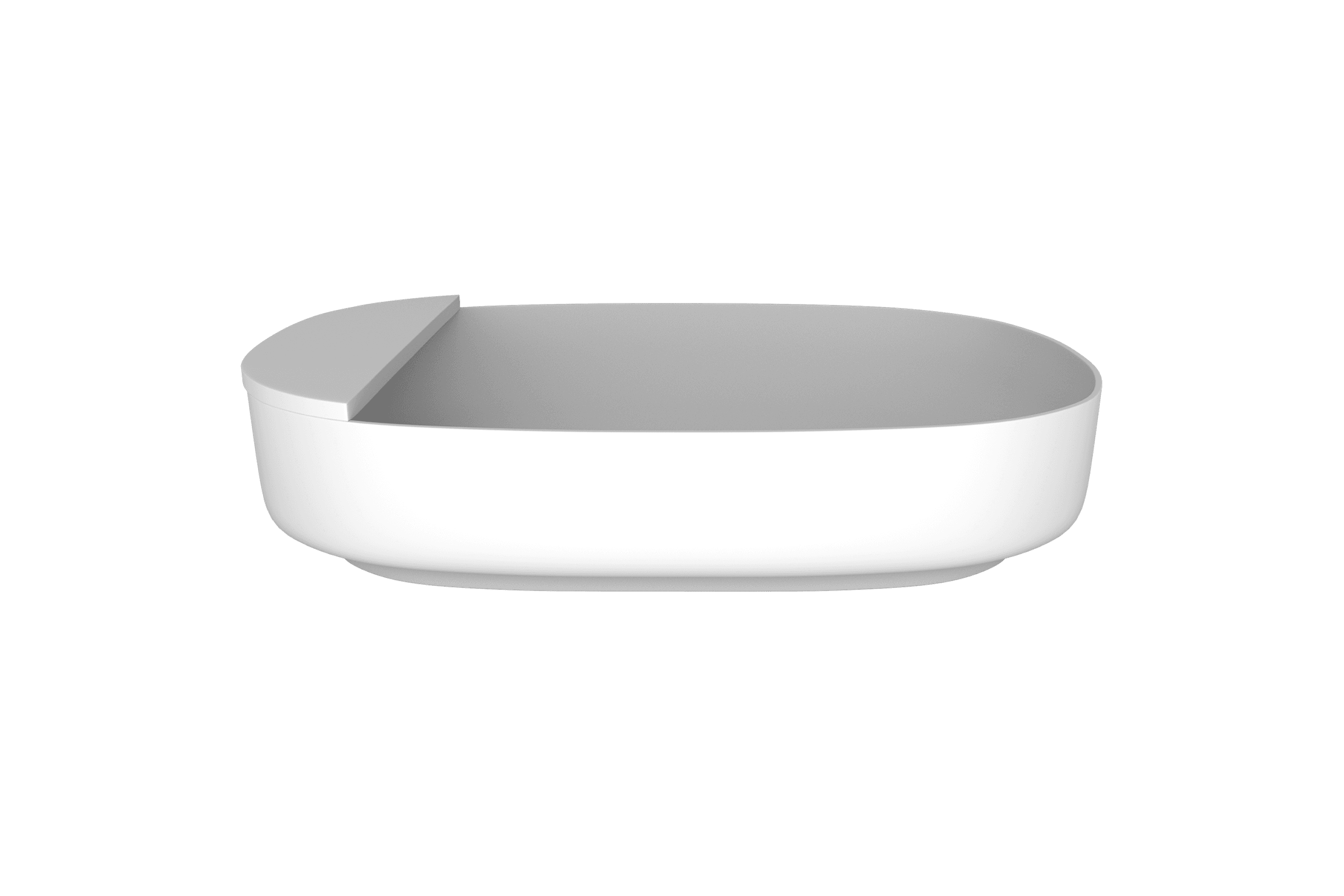 iStone Ovale Basin 550mm Matte White (With Tray)