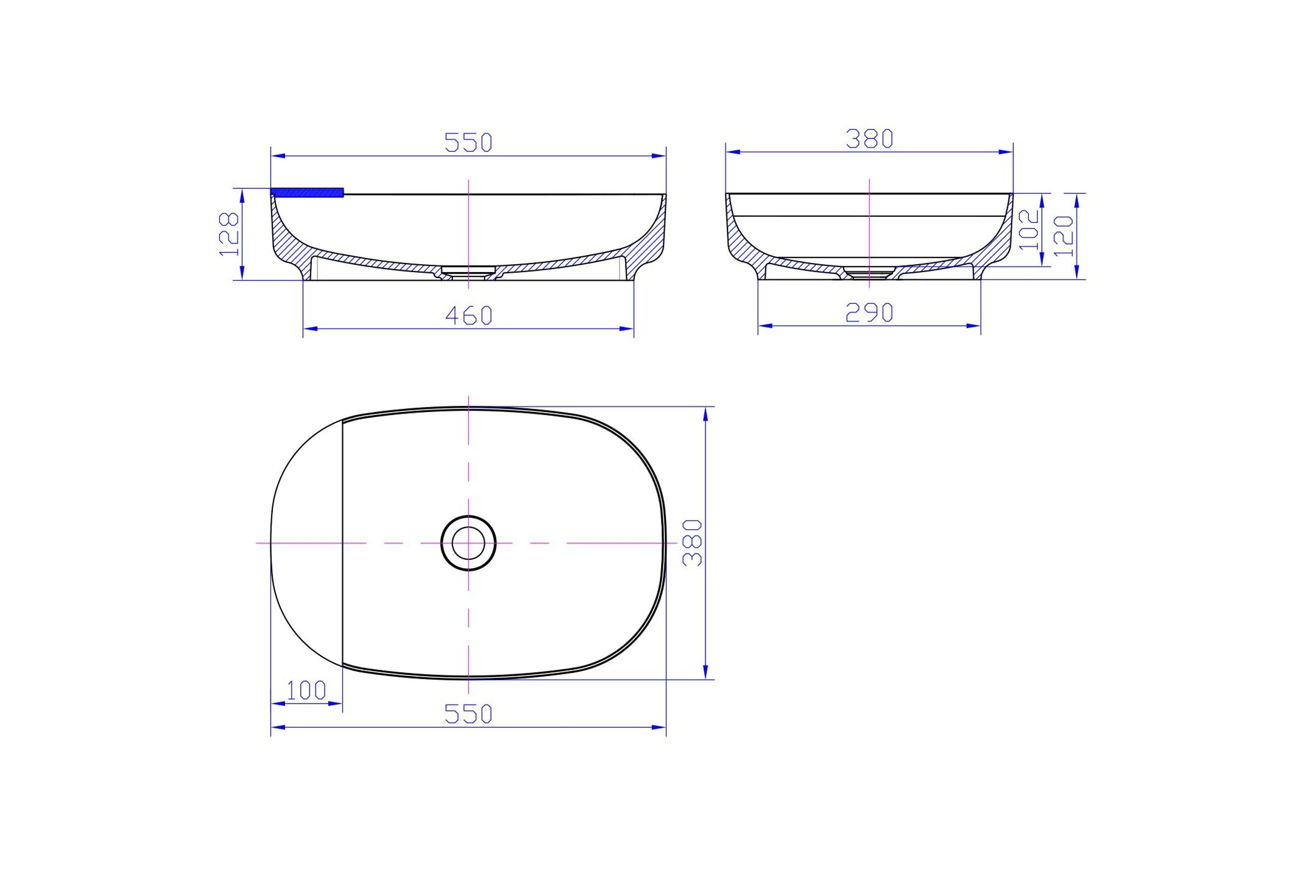 iStone Ovale Basin 550mm Gloss White (With Tray)