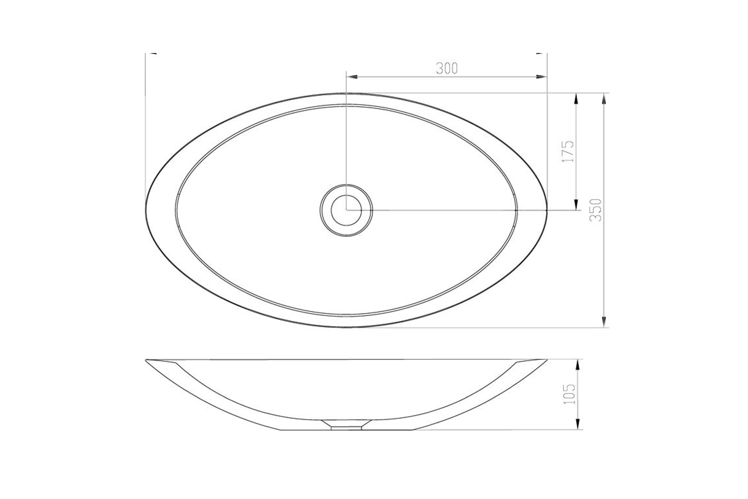 iStone Oval Basin 600 x 105 x 350mm Carbon Quartz