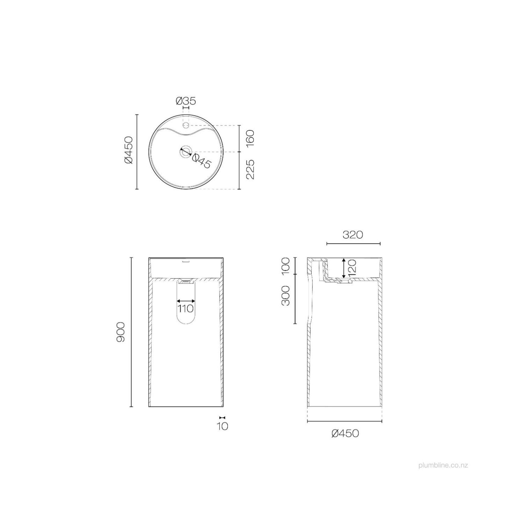 Niagara Round Freestanding Basin With Taphole