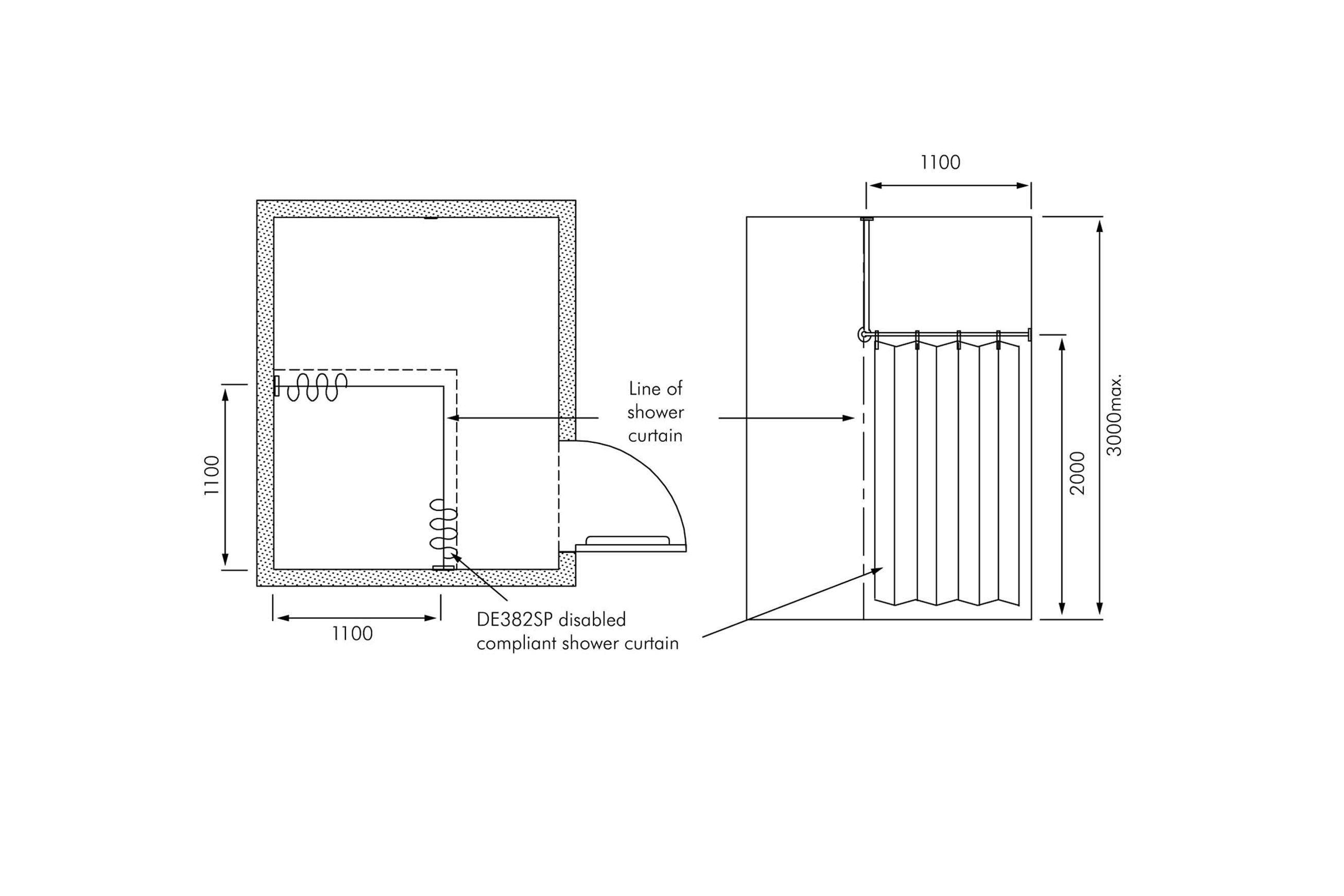 White PVC Shower Curtain - 1800 x 1800 dimensions