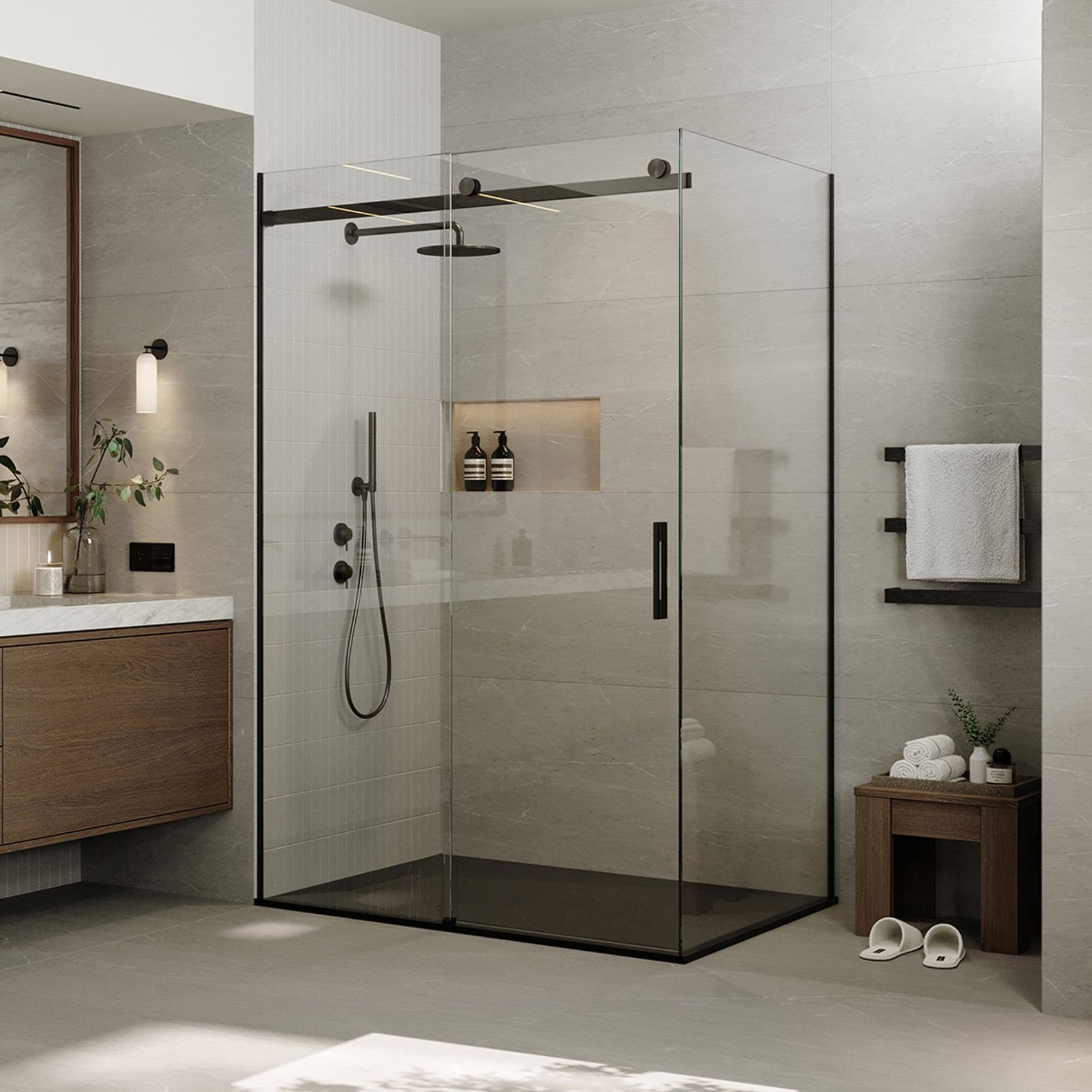 Ebony & Ivory Stone Shower