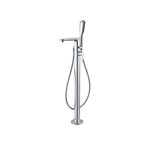 Modern Floor Mounted Bath Mixer and Shower Set Chrome