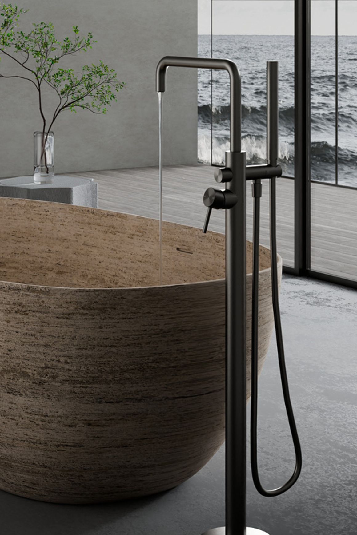 Zen SS316L Freestanding Bath Mixer | Graphite