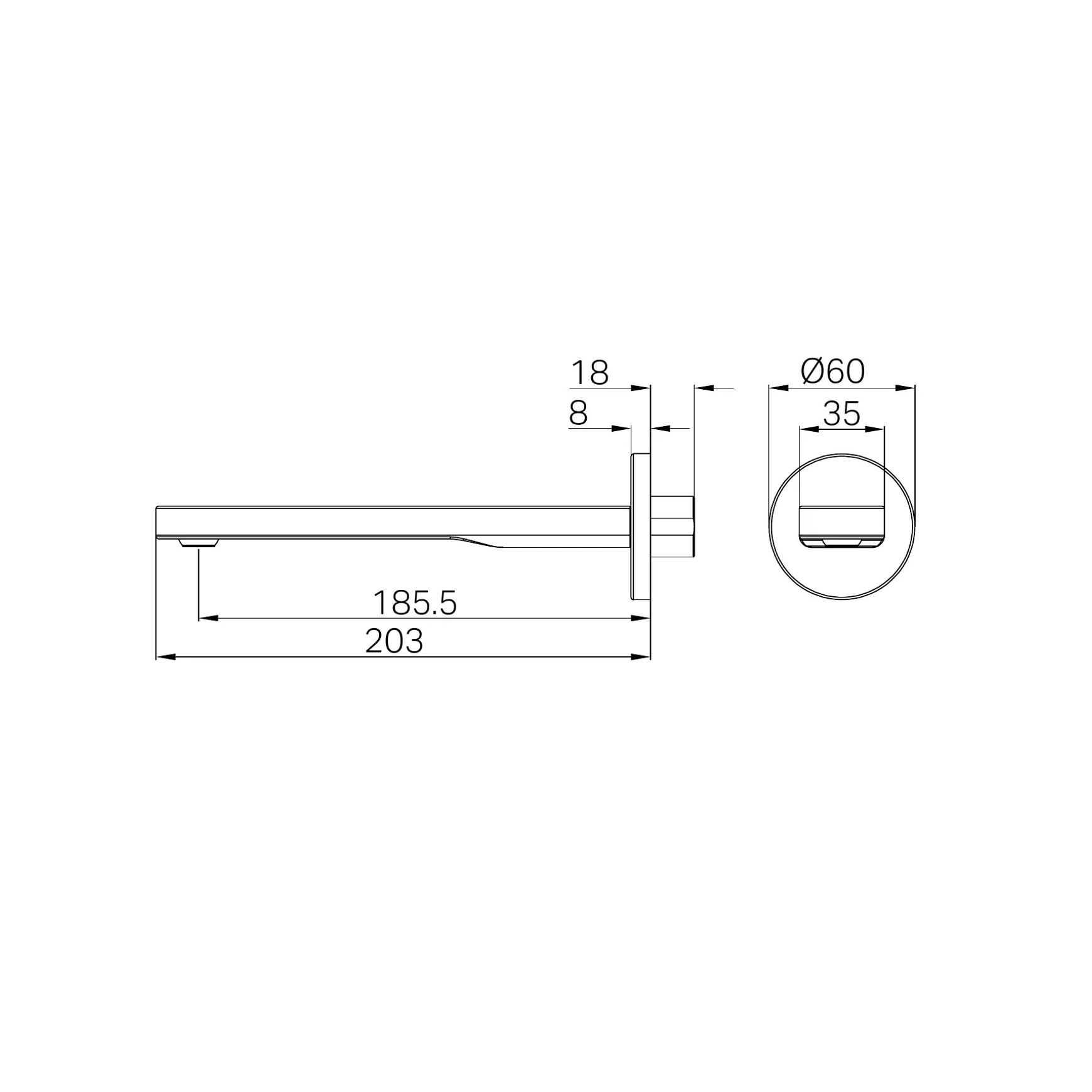 Pure SS316L Round Bath Spout Only Graphite