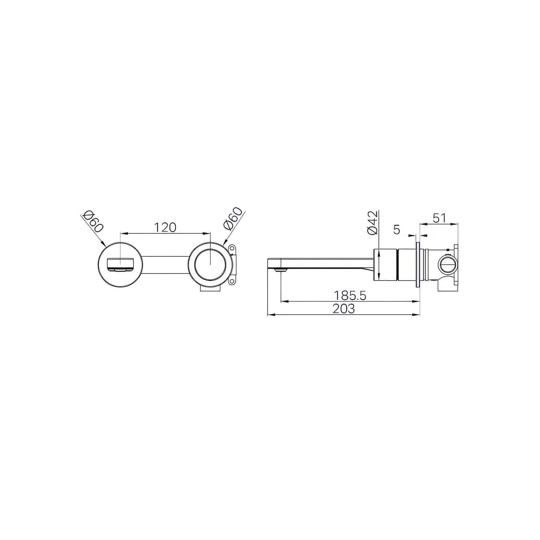 Pure SS316L Progressive Wall Basin/Bath Mixer Separate Back Plate Brushed Gold