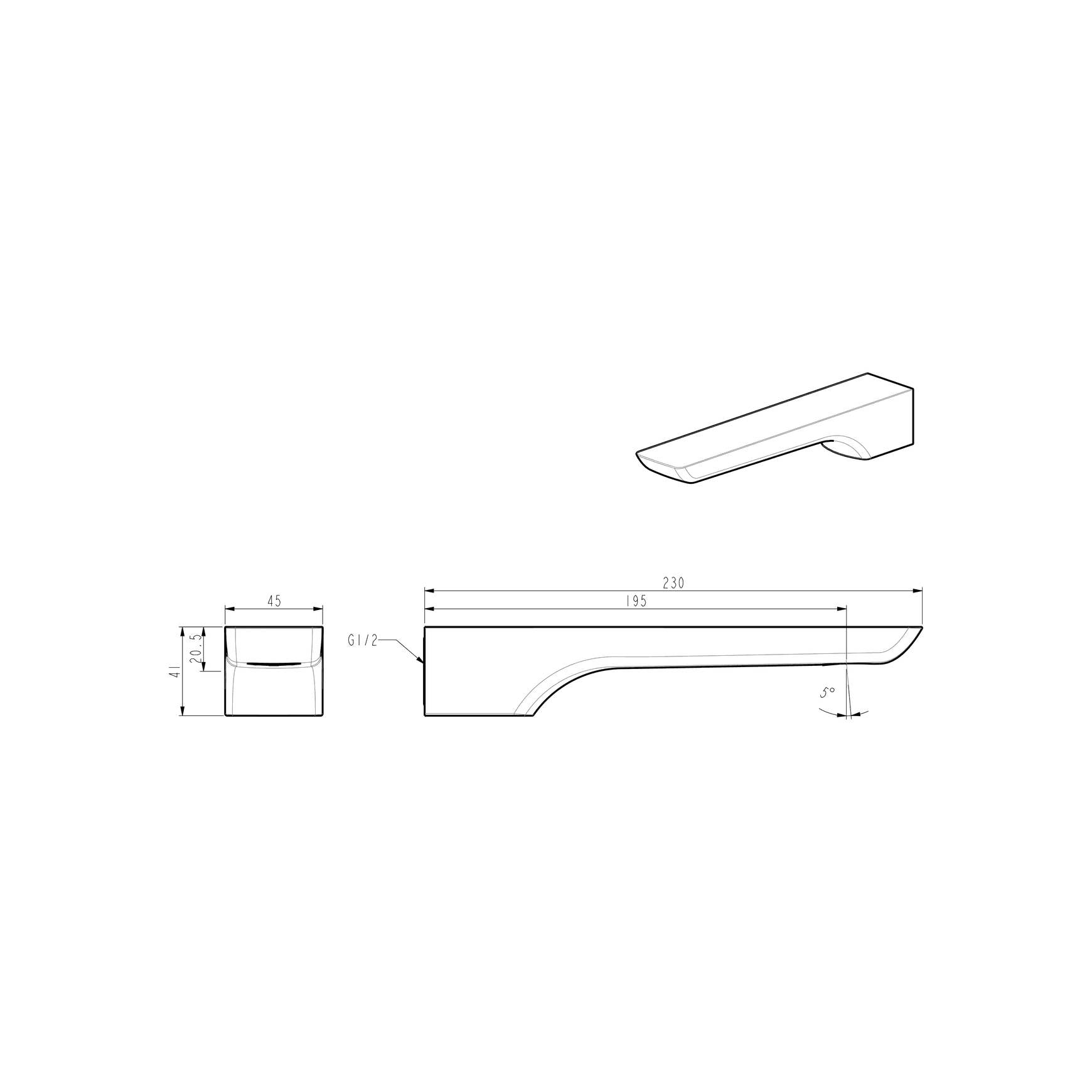 Olympia Bath Spout dimensions
