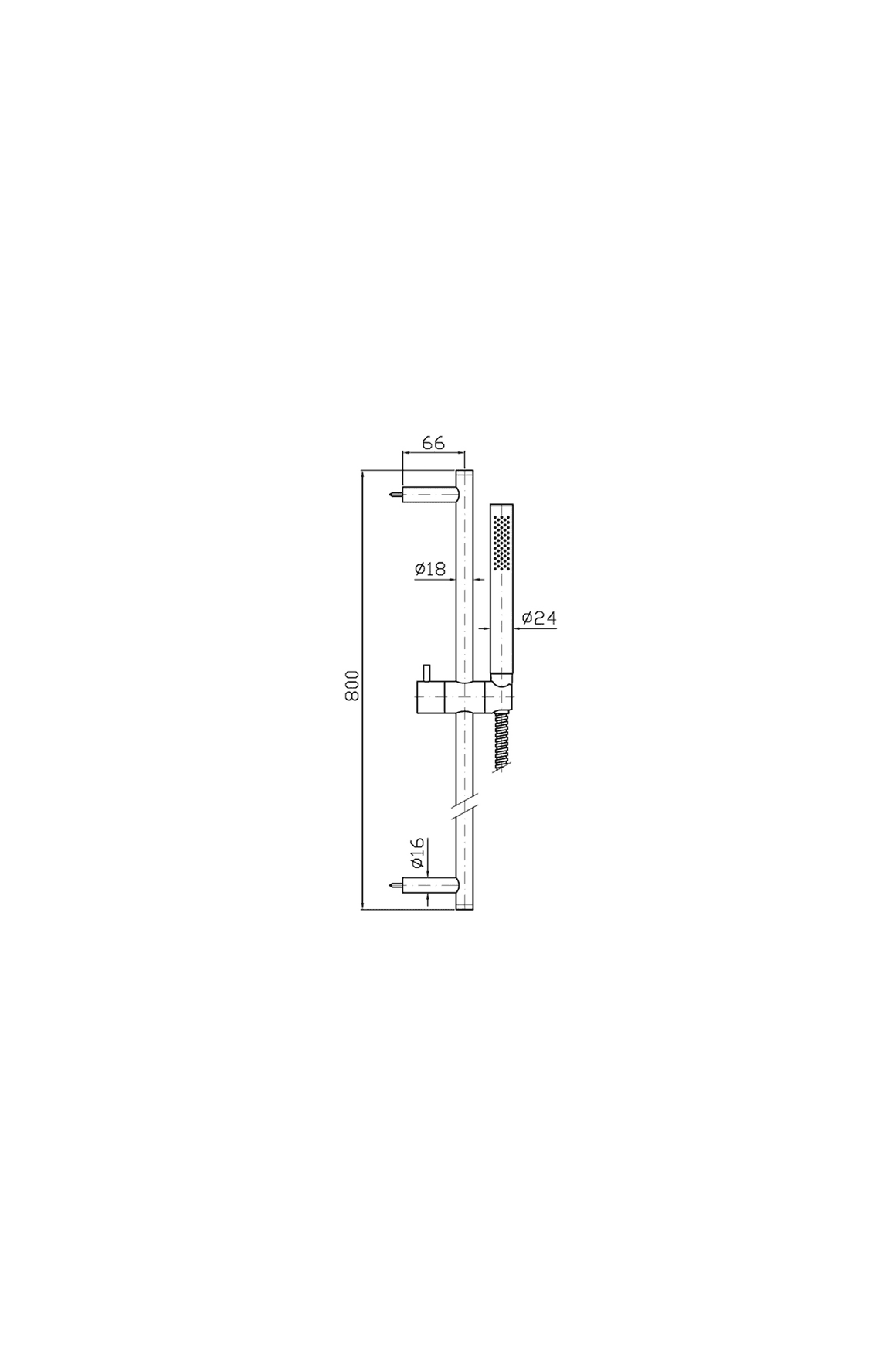 Zuchetti Slide Shower 800mm dimensions