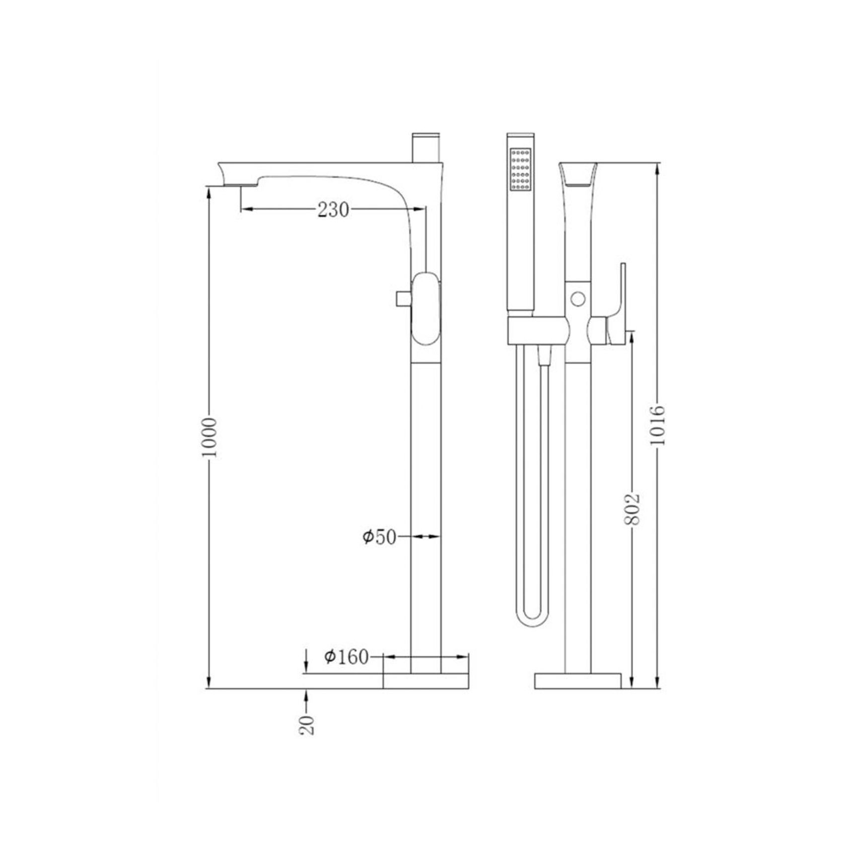 Bianca Bath Mixer & Hand Shower | Brushed Nickel