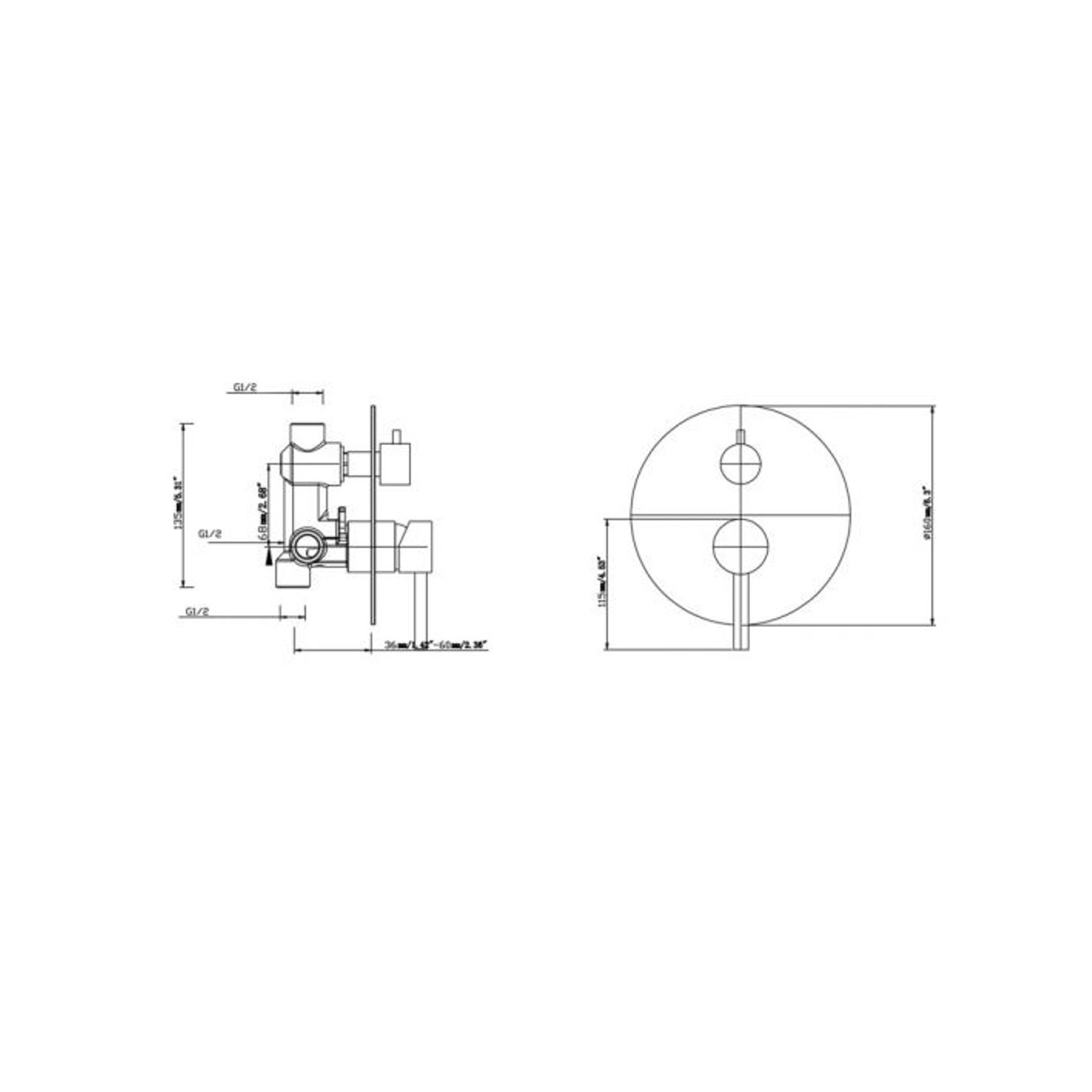 Lucid Pin Mixer with Diverter Chrome