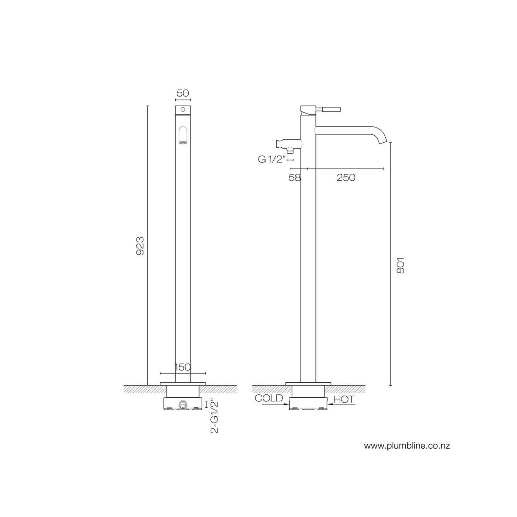 Swiss Floor Mount Bath Filler & Handshower