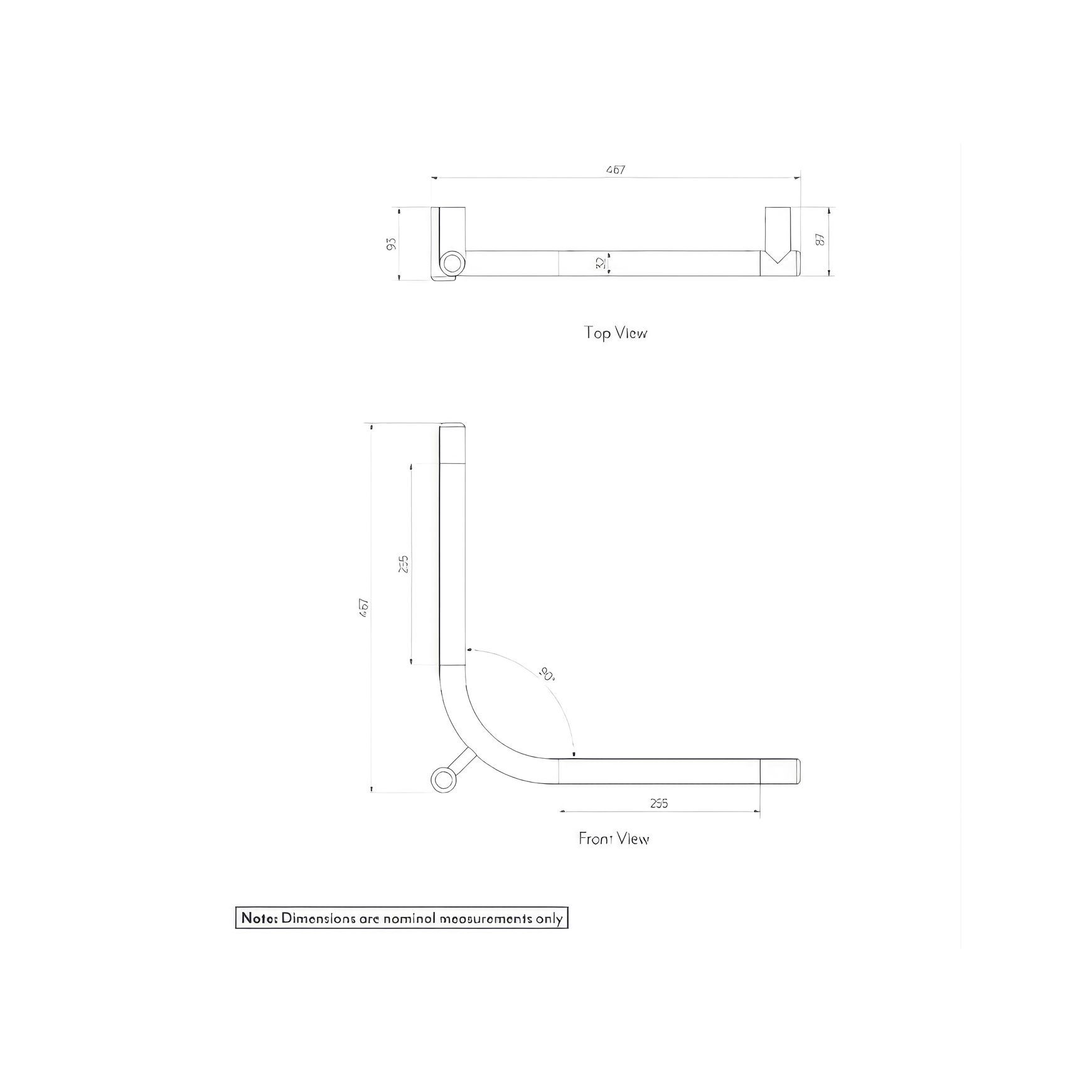 Aliro Ambulant 90° Grab Rail - Brushed Gunmetal