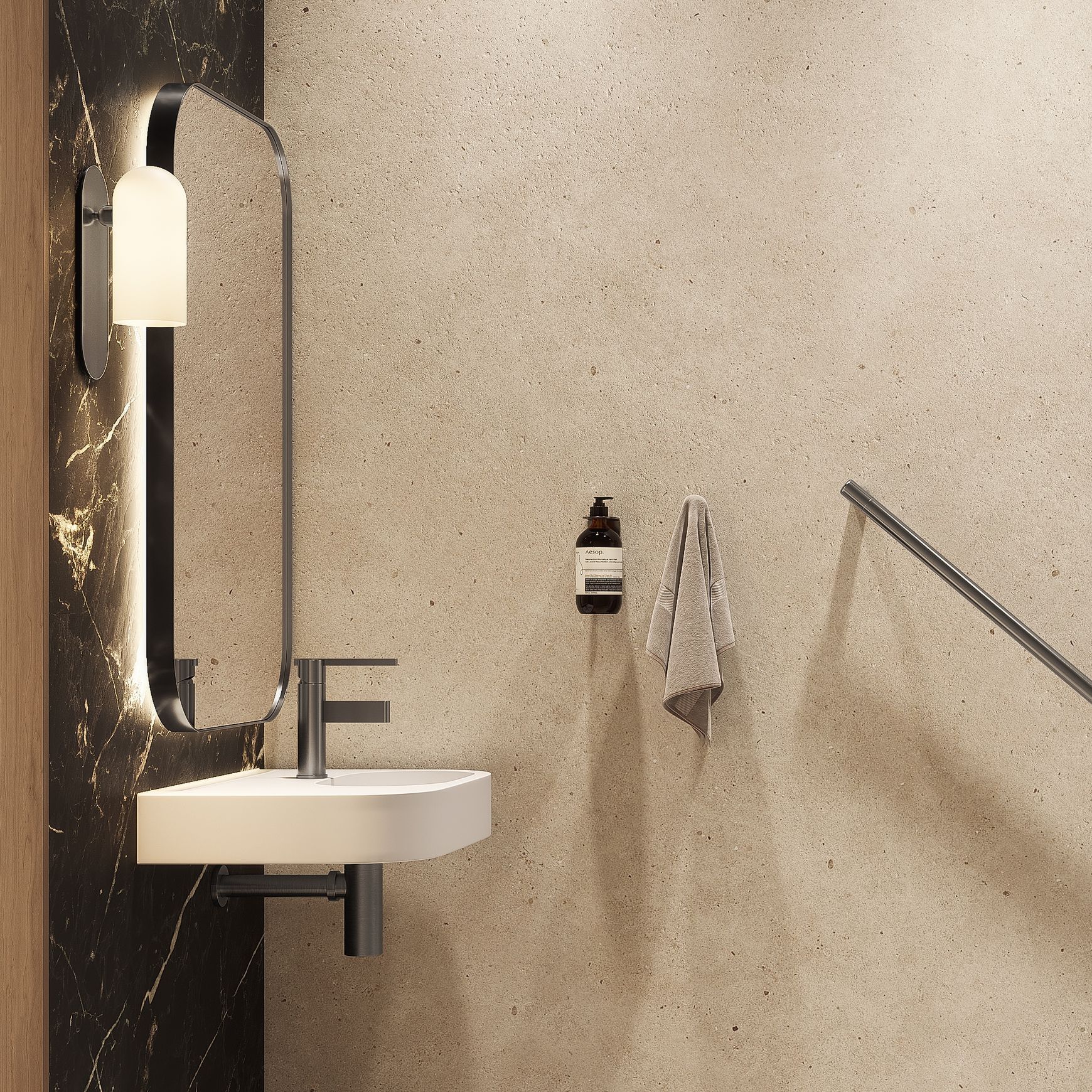 Lira Soap Bottle Holder - Brushed Gunmetal