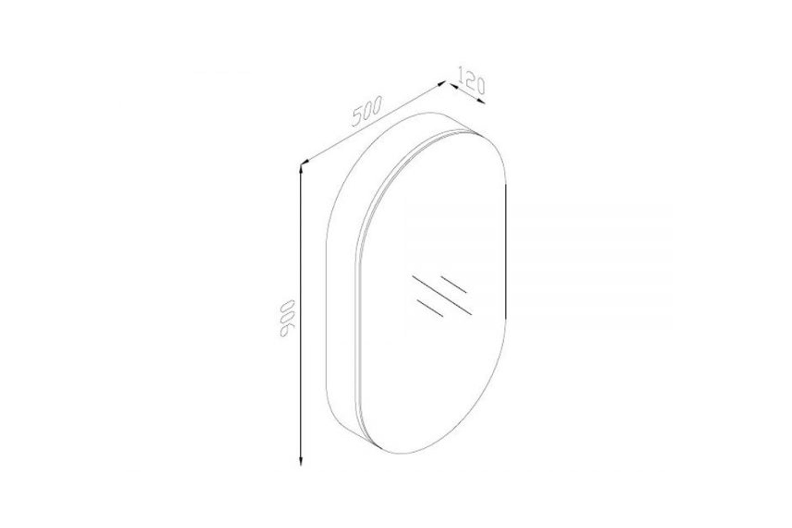 Kzoao 500mm Oval Mirror Cabinet Satin White