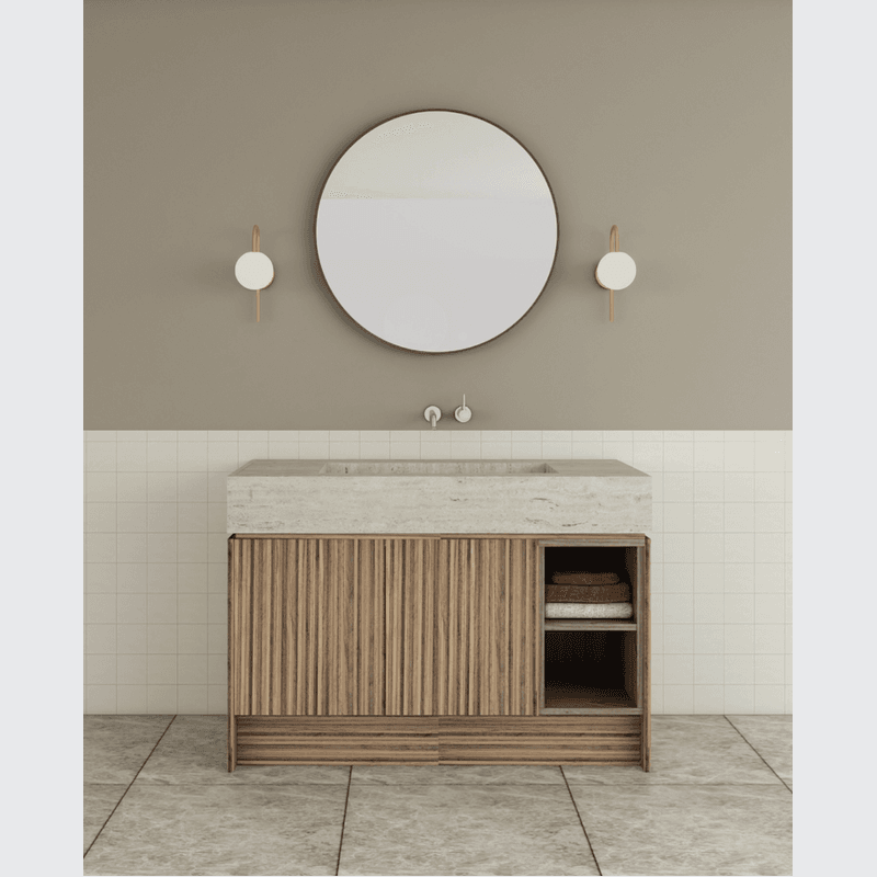 TERRA Vanity | Floor-standing with doors and open shelv